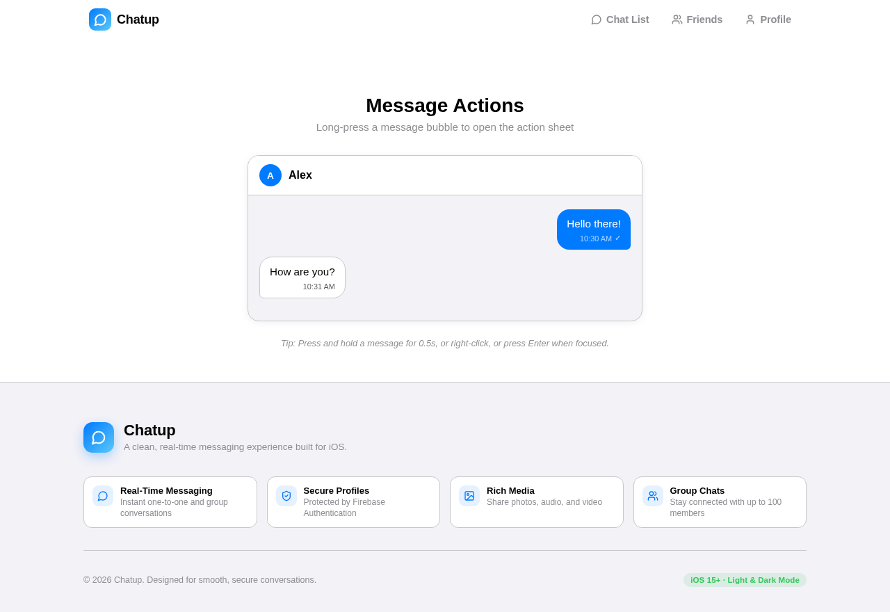 Message Action Sheet design preview