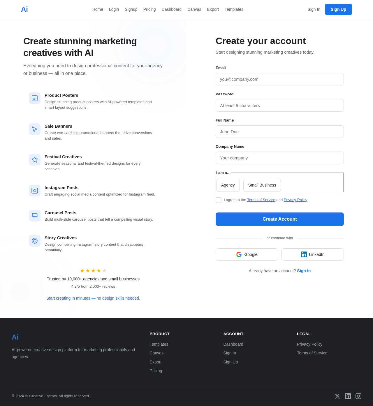 Signup design preview