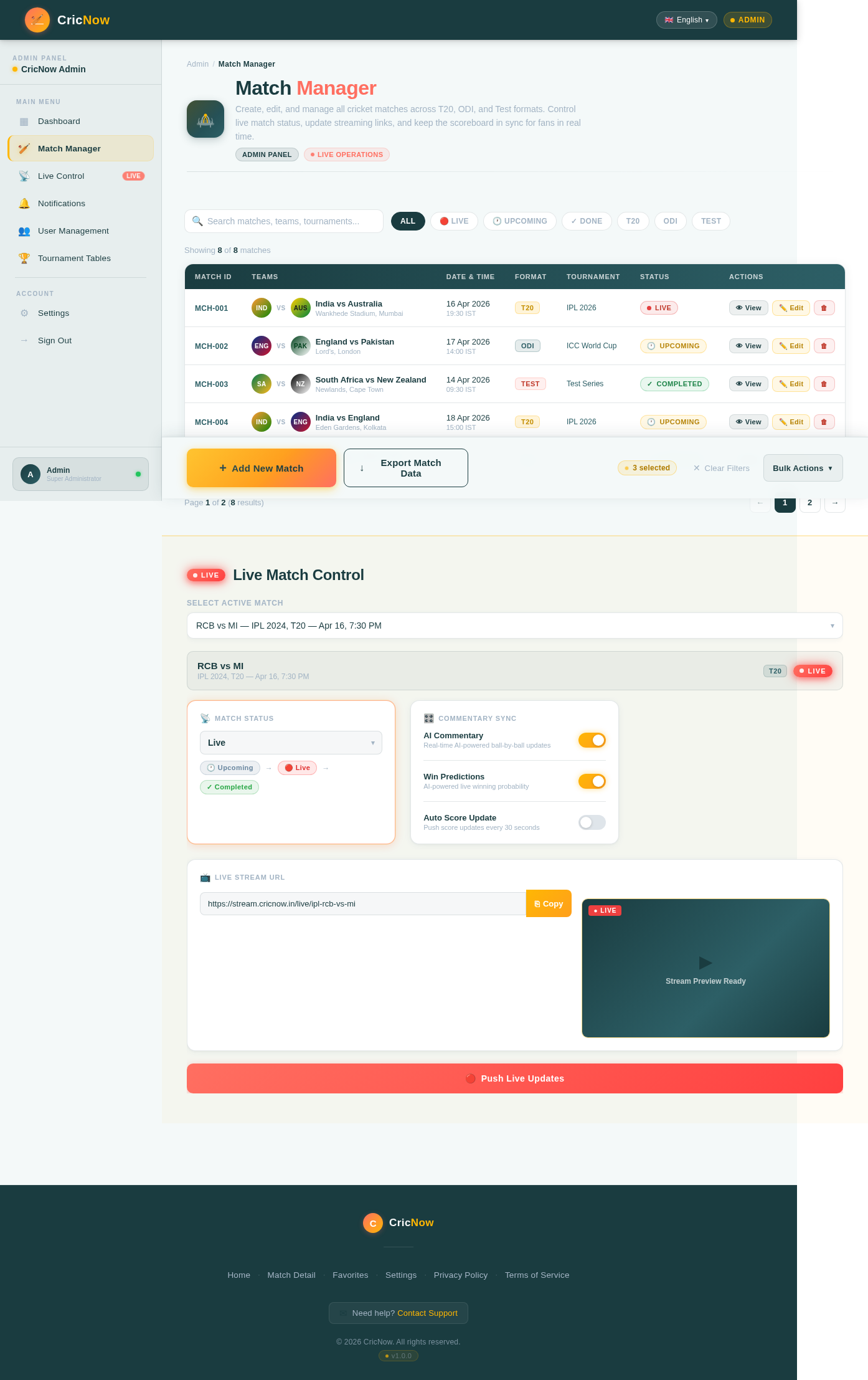 Match Manager design preview