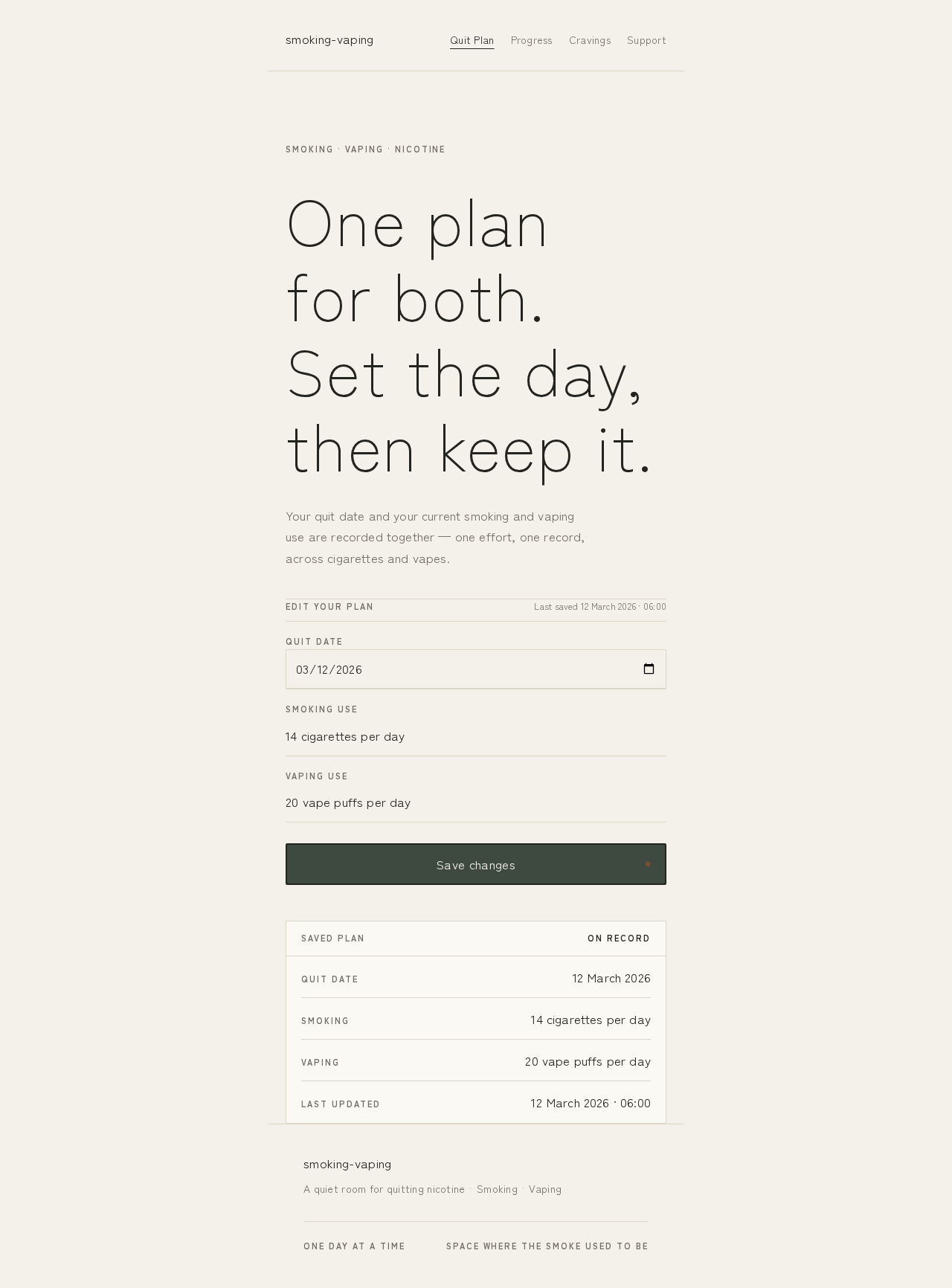 Quit Plan design preview