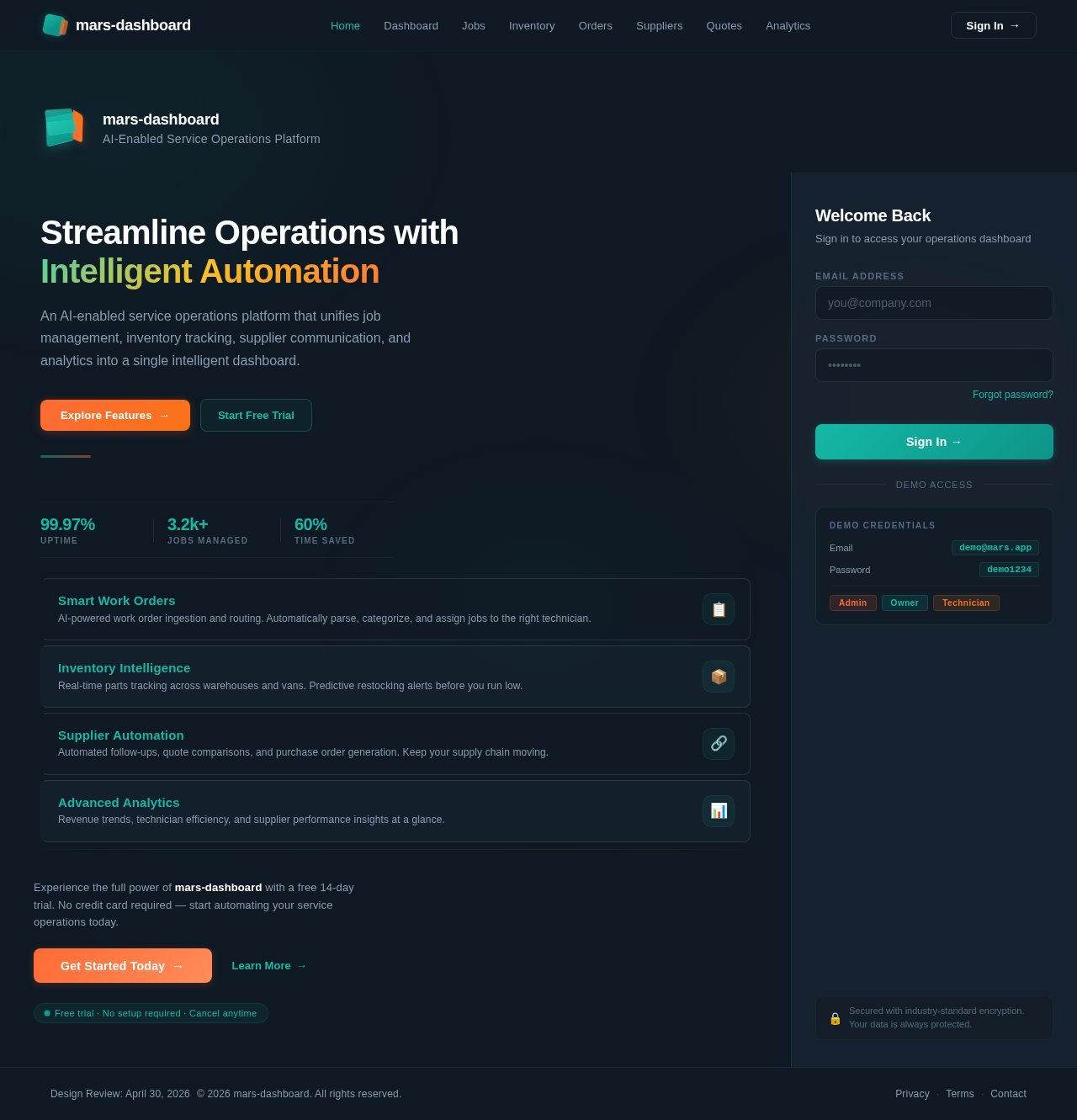 Landing design preview