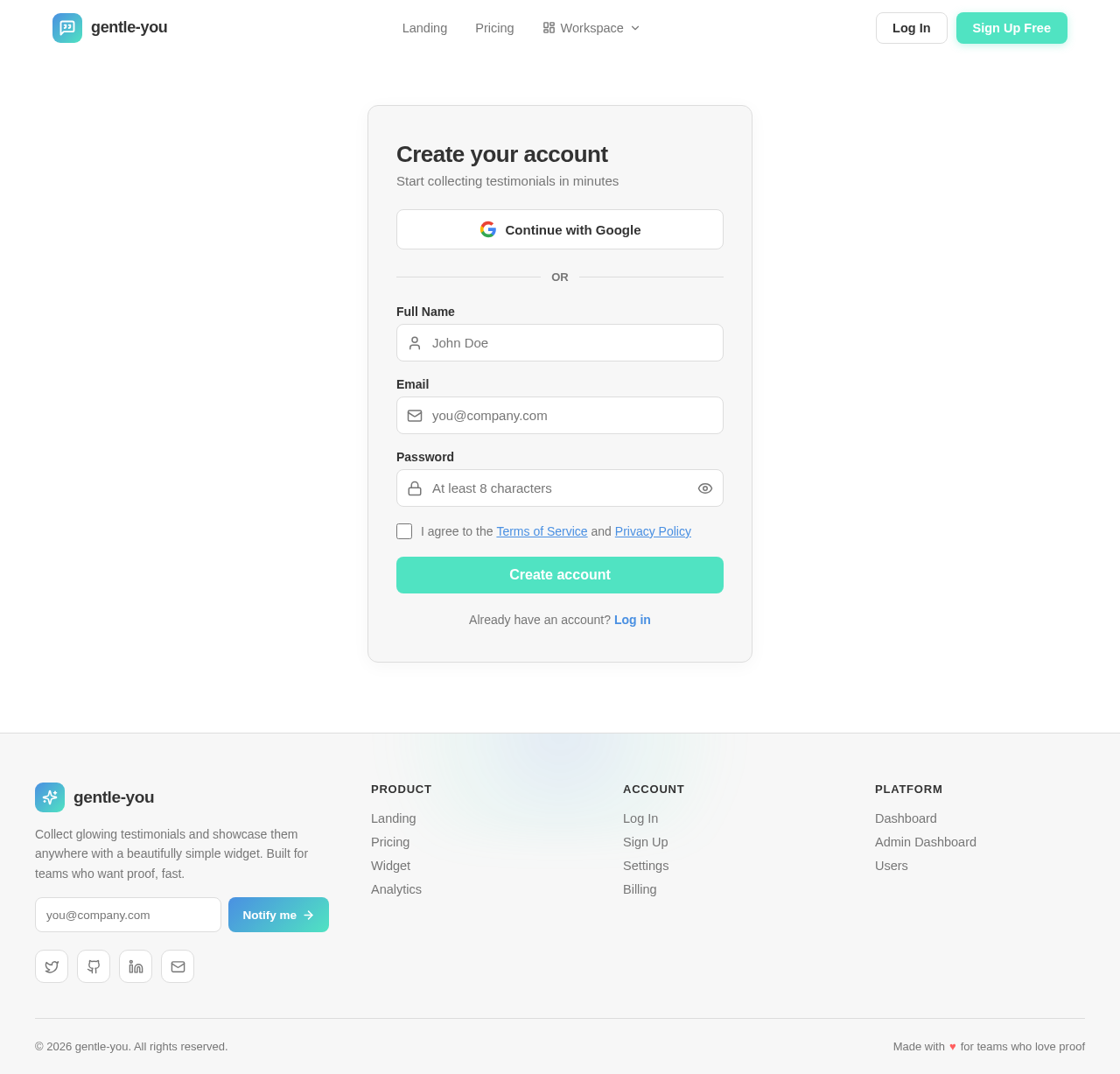 Signup design preview