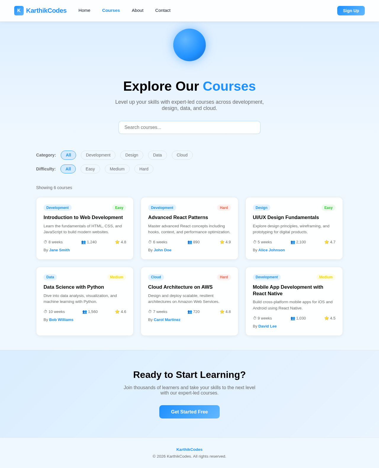 Courses design preview