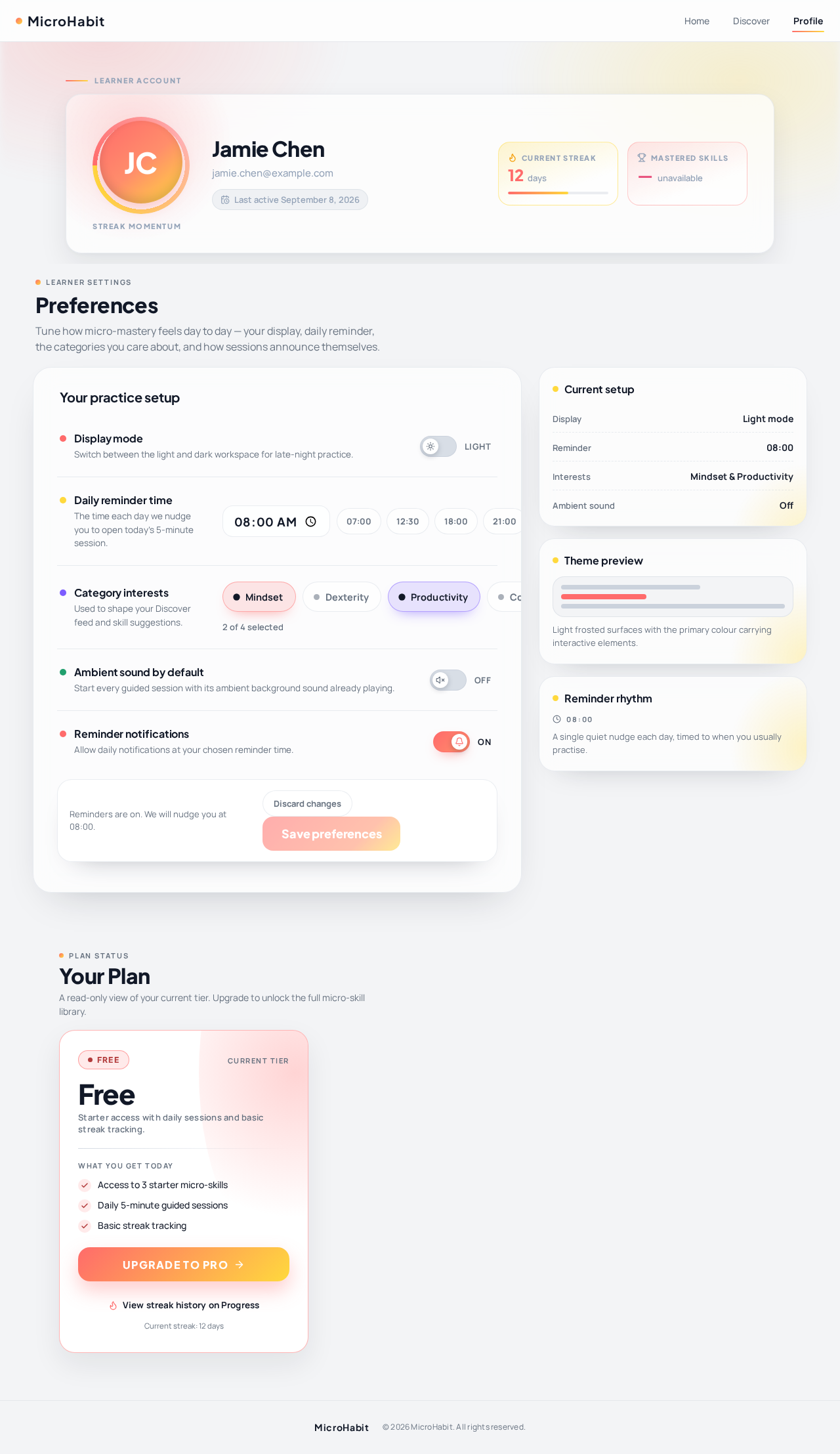 Profile design preview