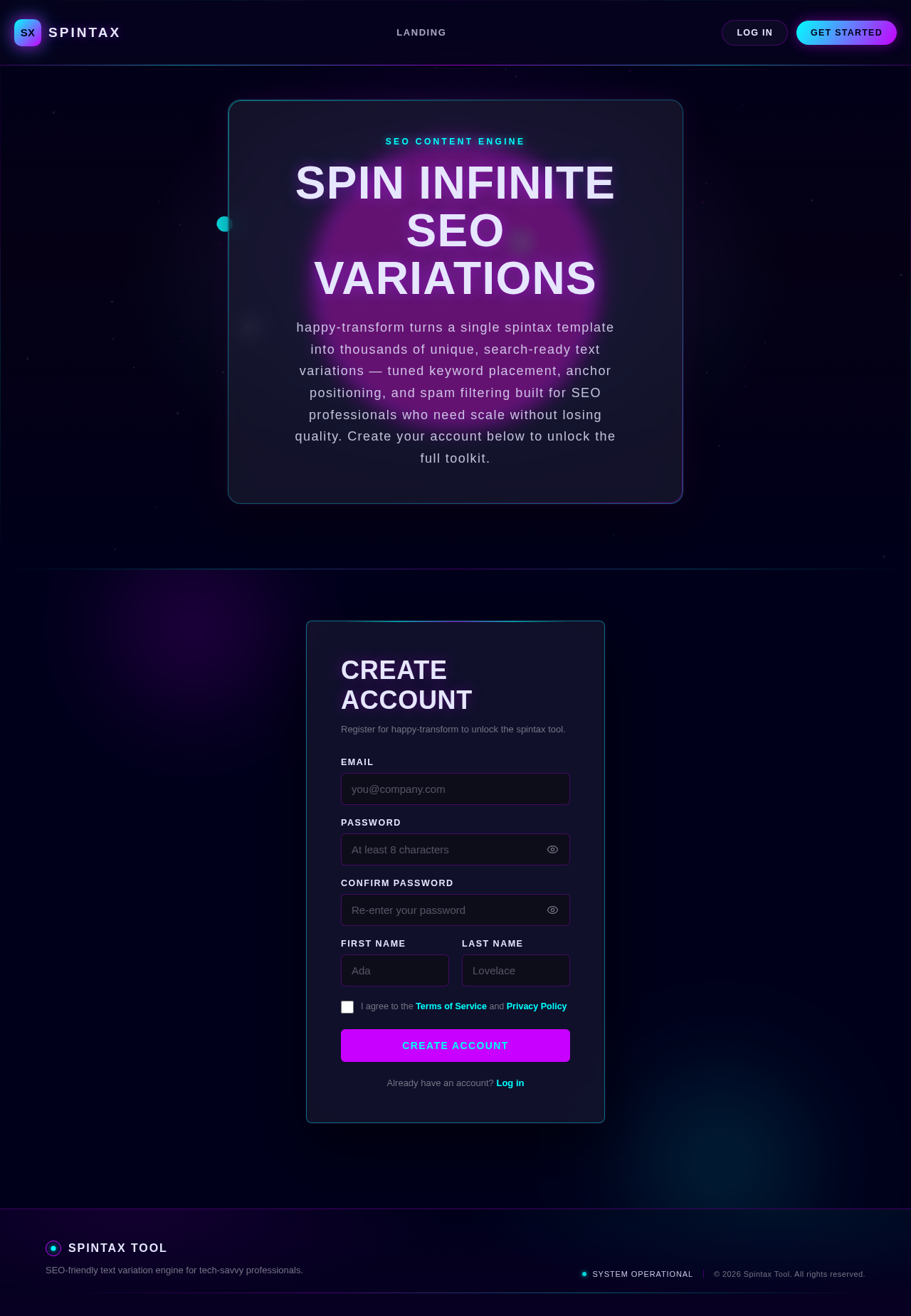 sign-up page design preview