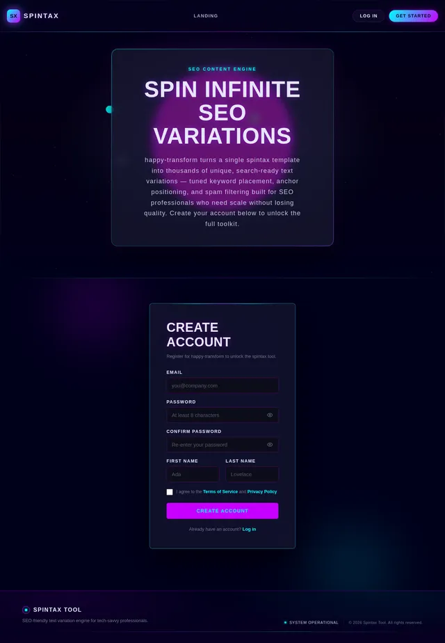 sign-up page
