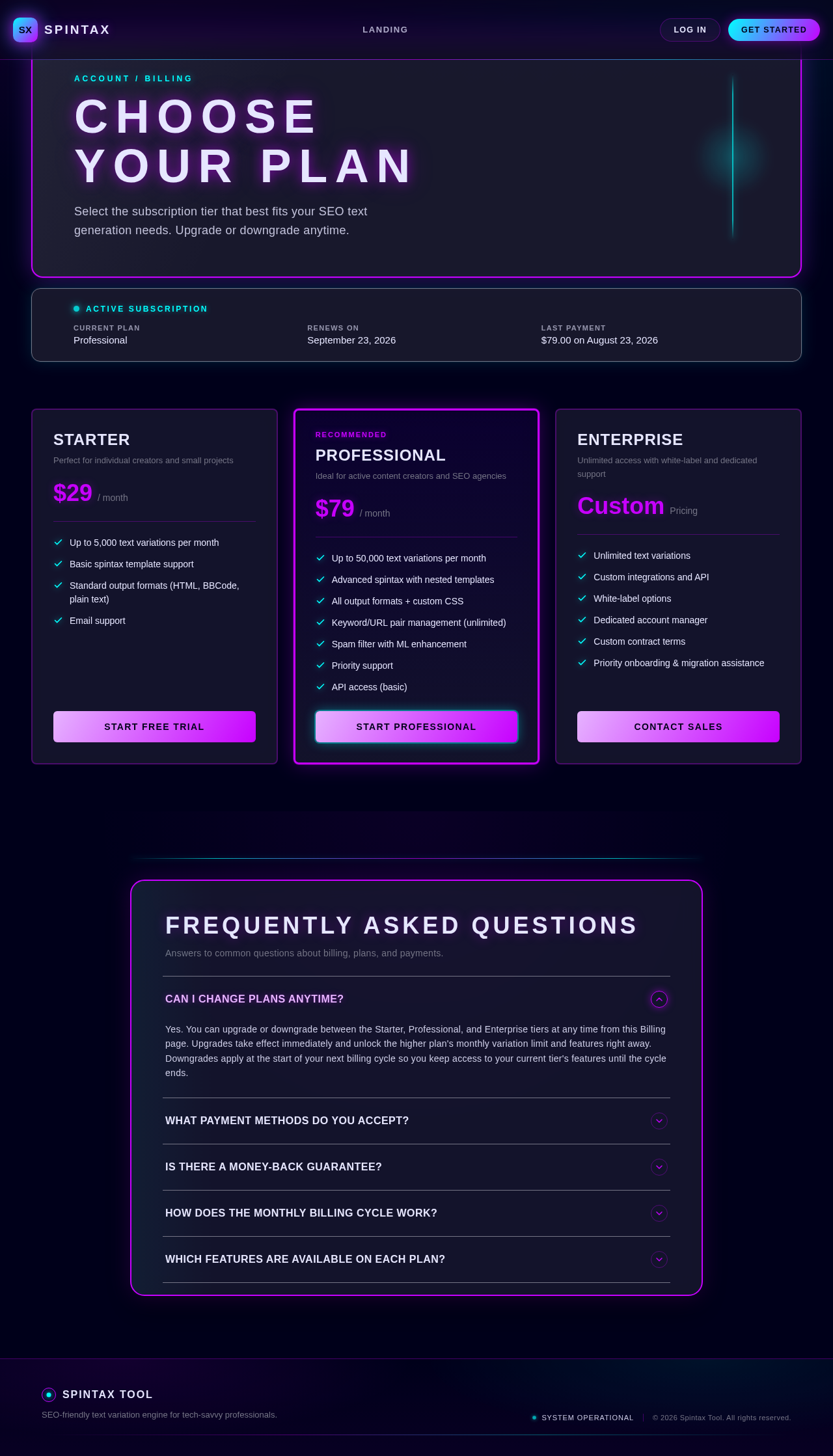Billing design preview