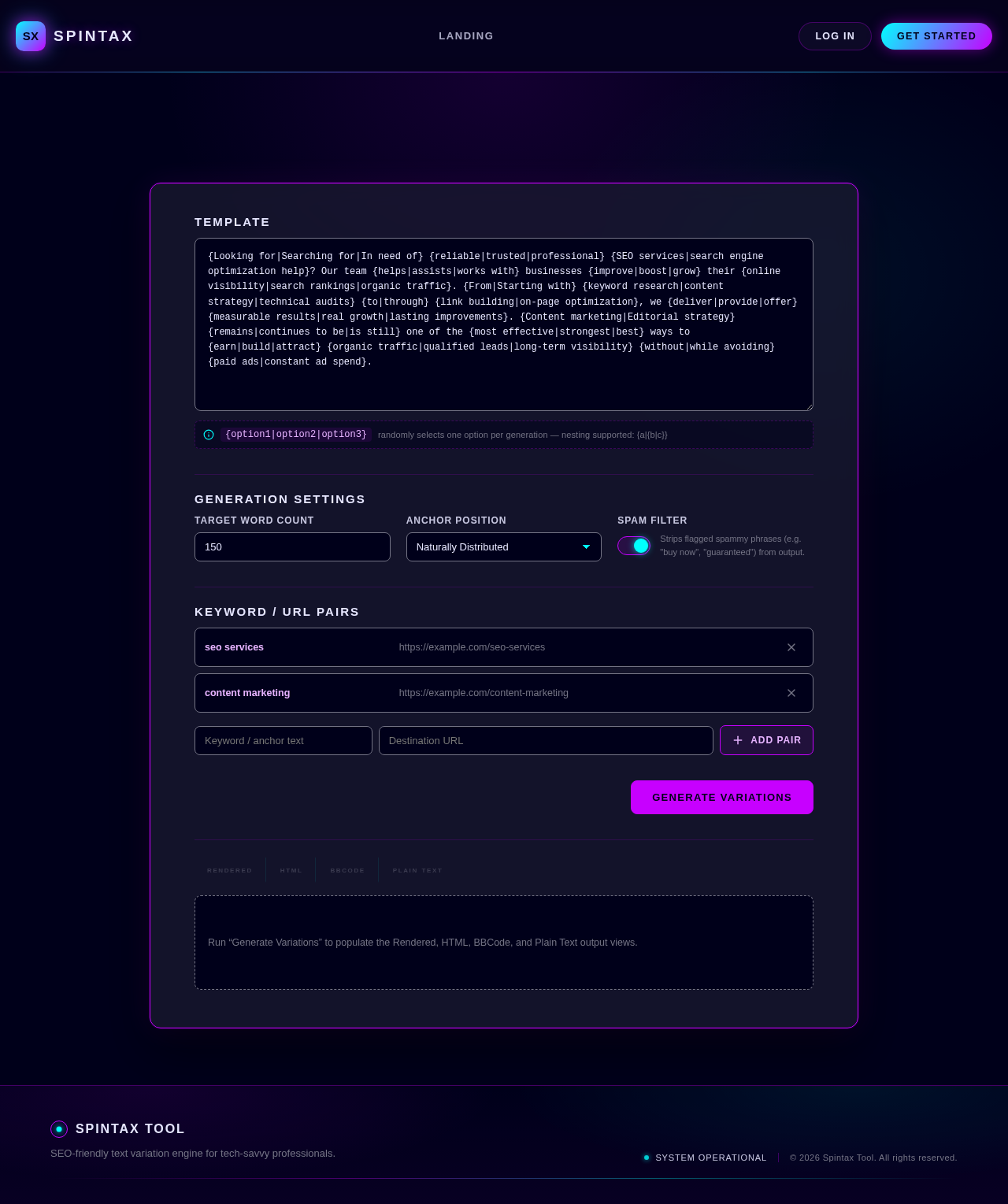 Spintax Tool design preview
