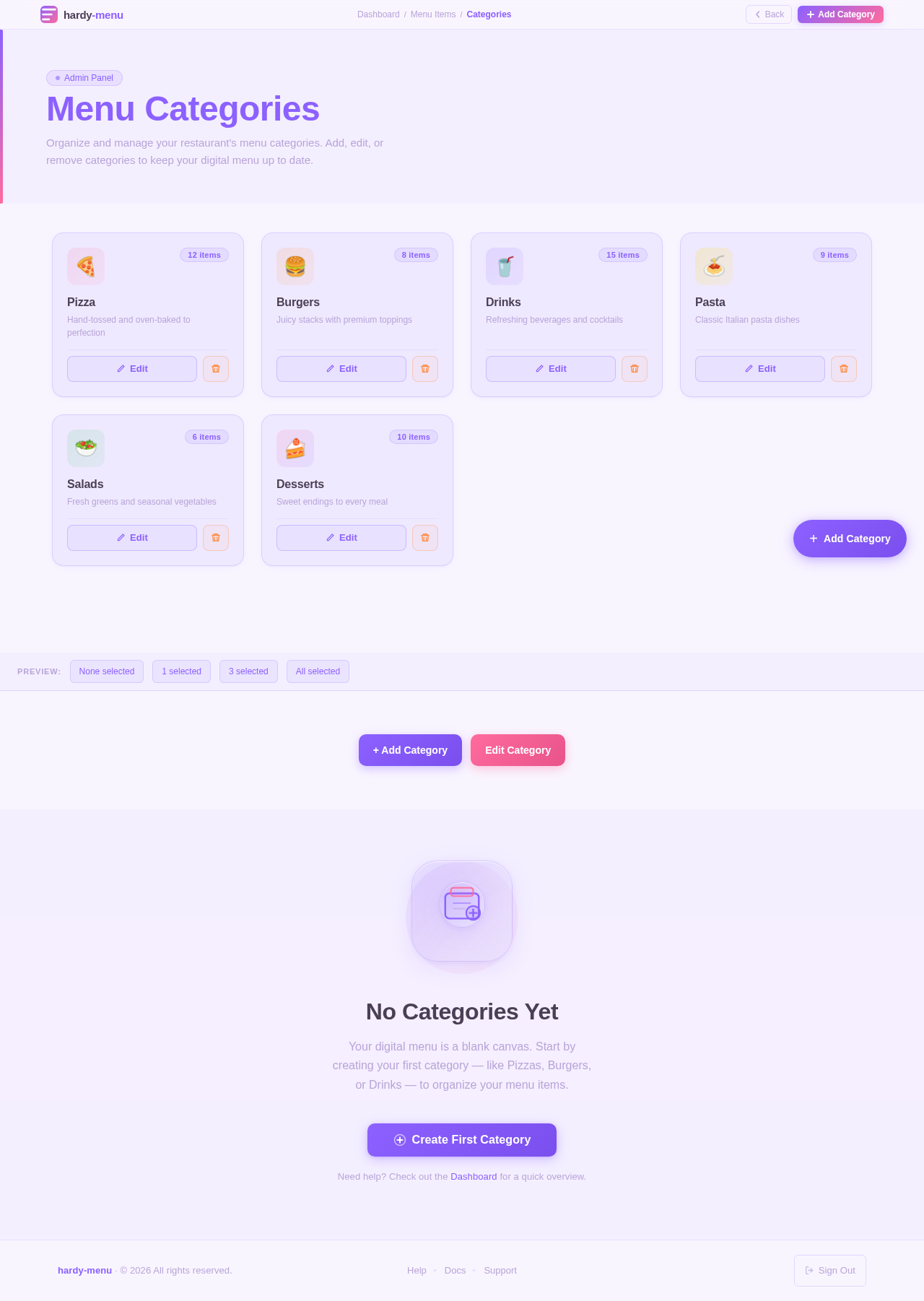 Categories design preview