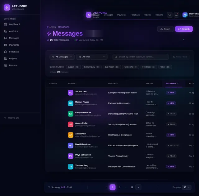 Admin Messages
