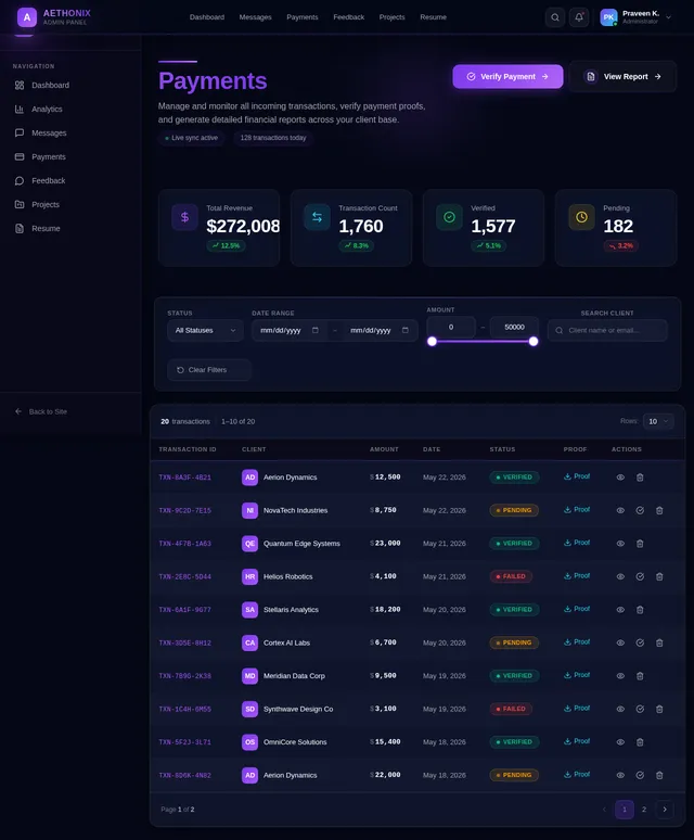 Admin Payments