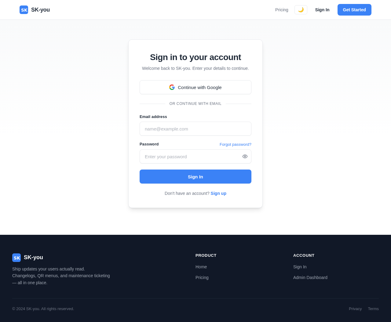 User Authentication design preview