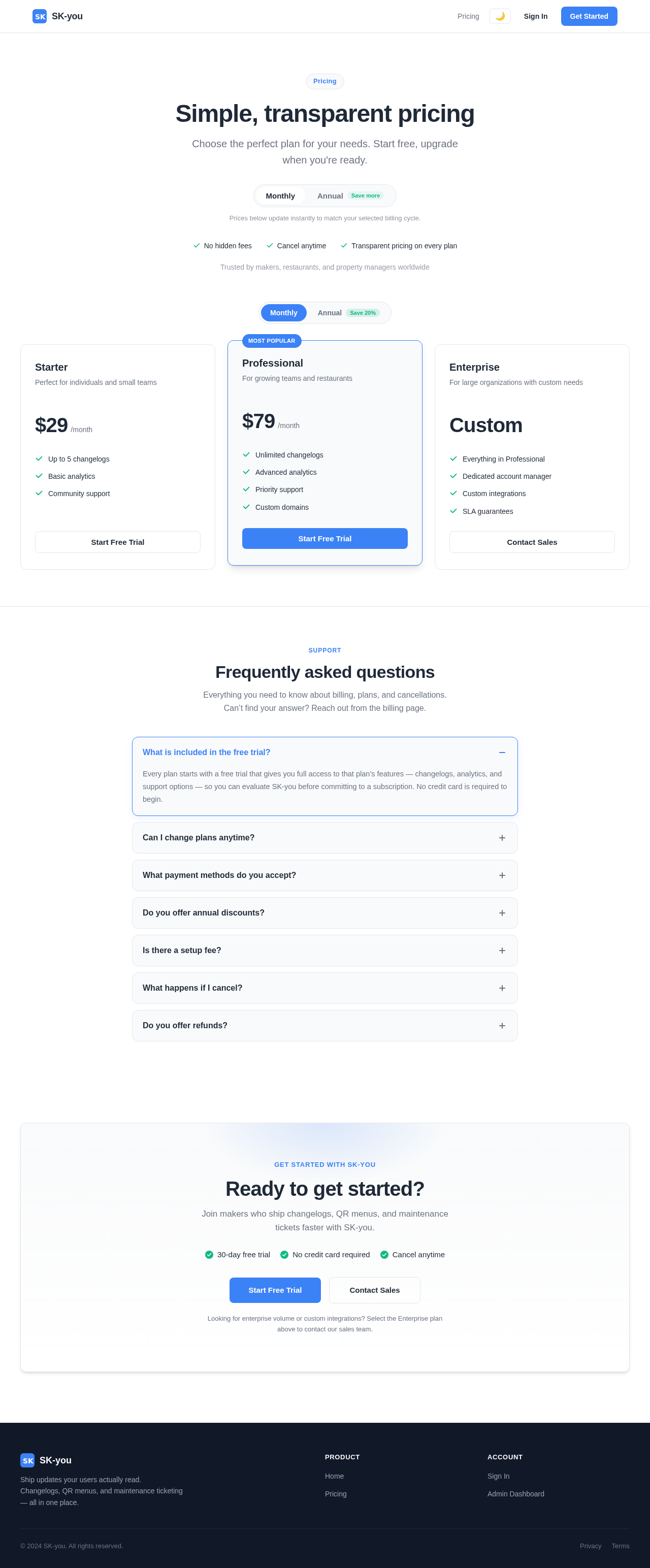 Pricing Page design preview