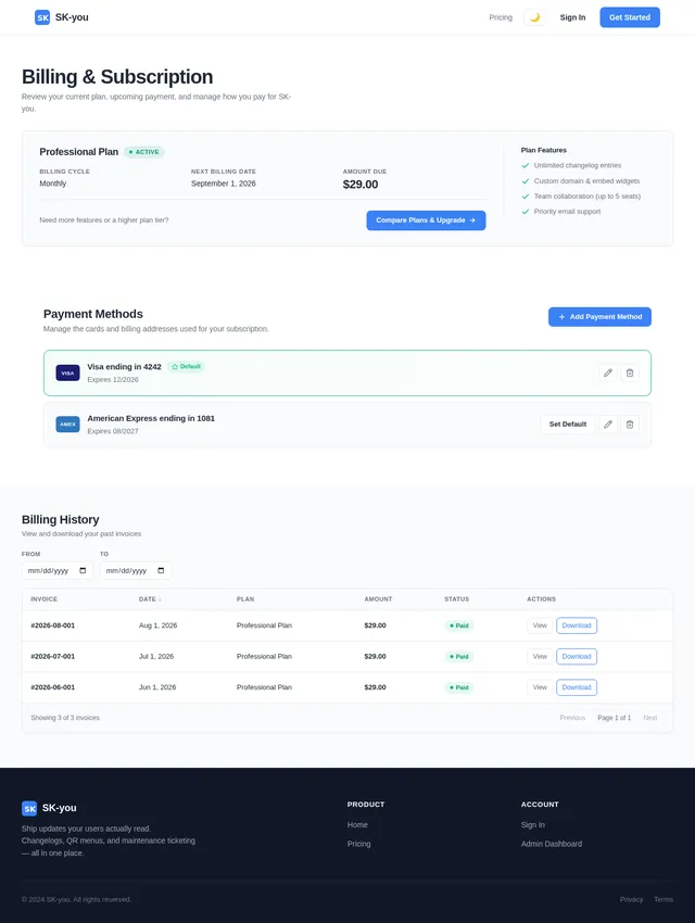Billing Page