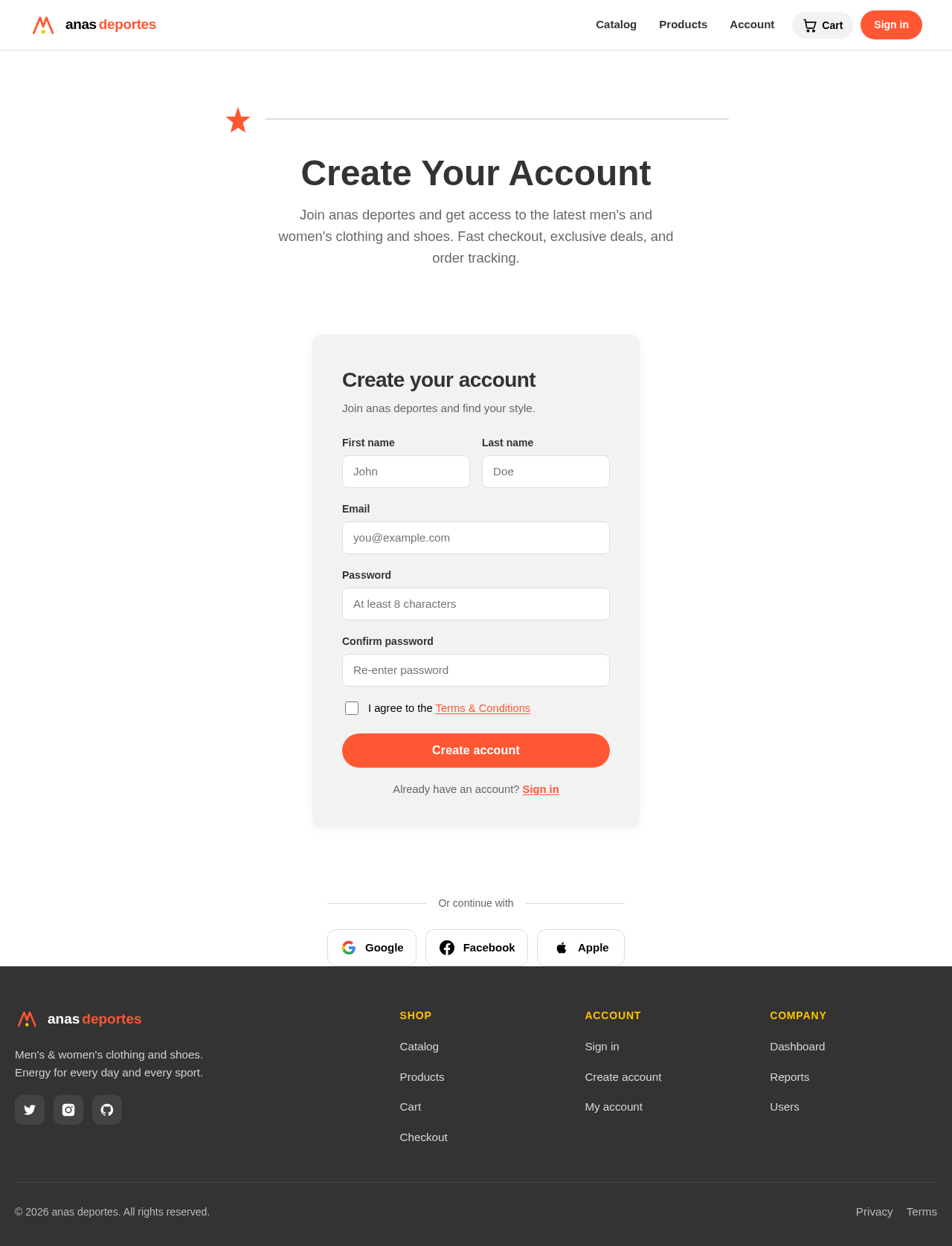 Signup design preview