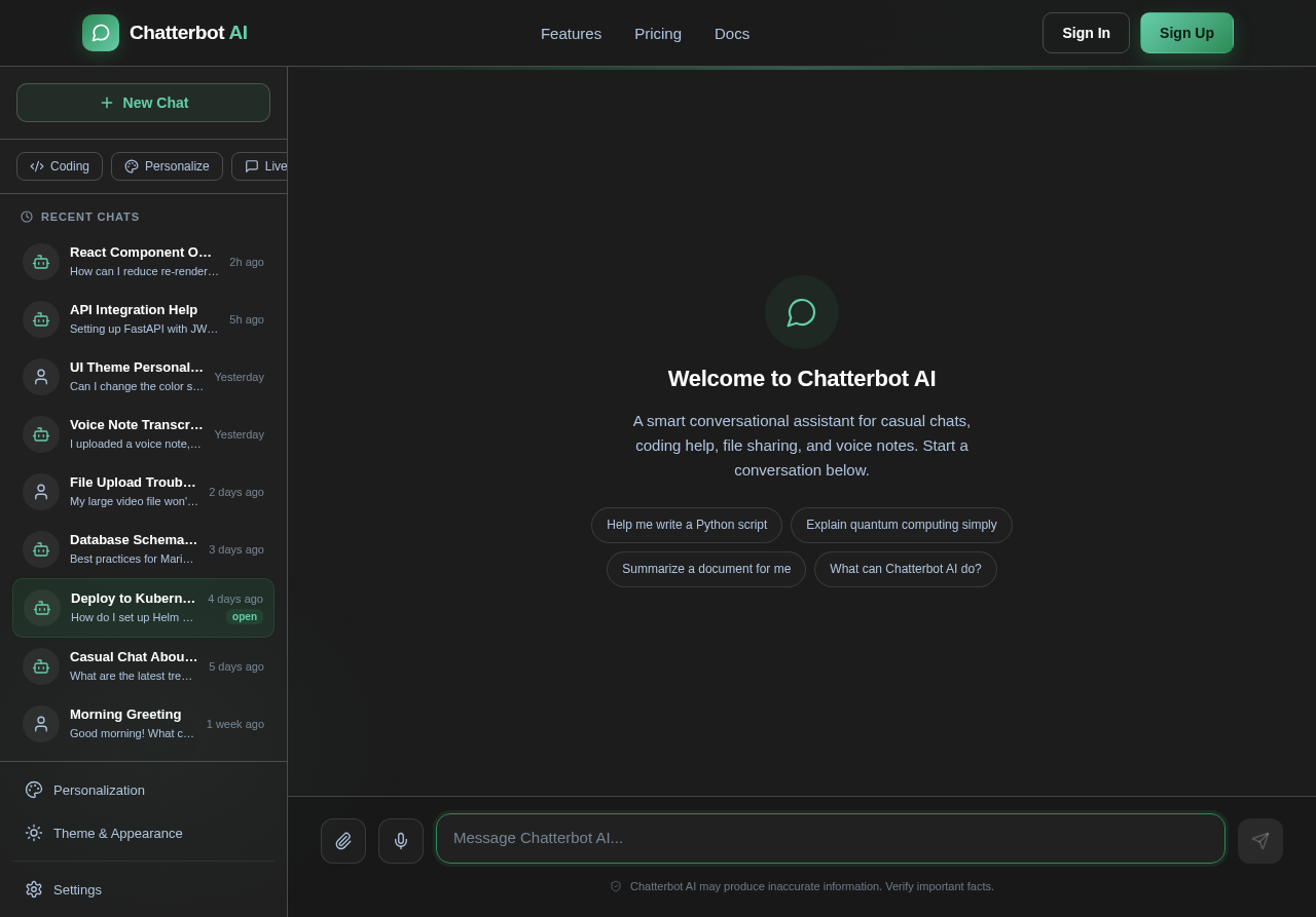 Chat design preview