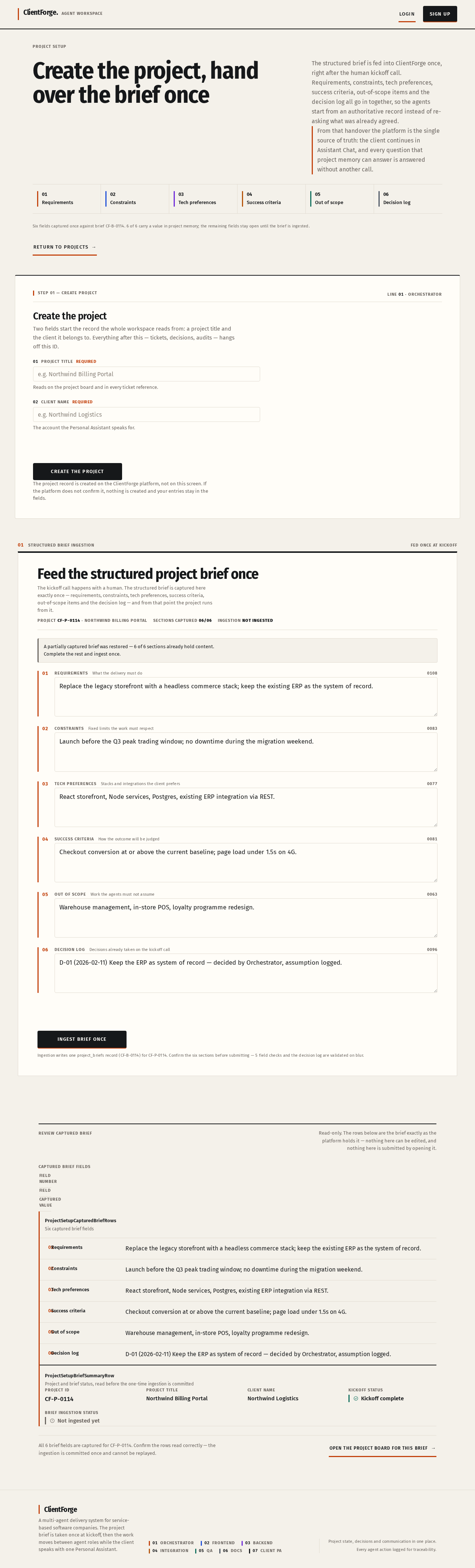 Project Setup design preview