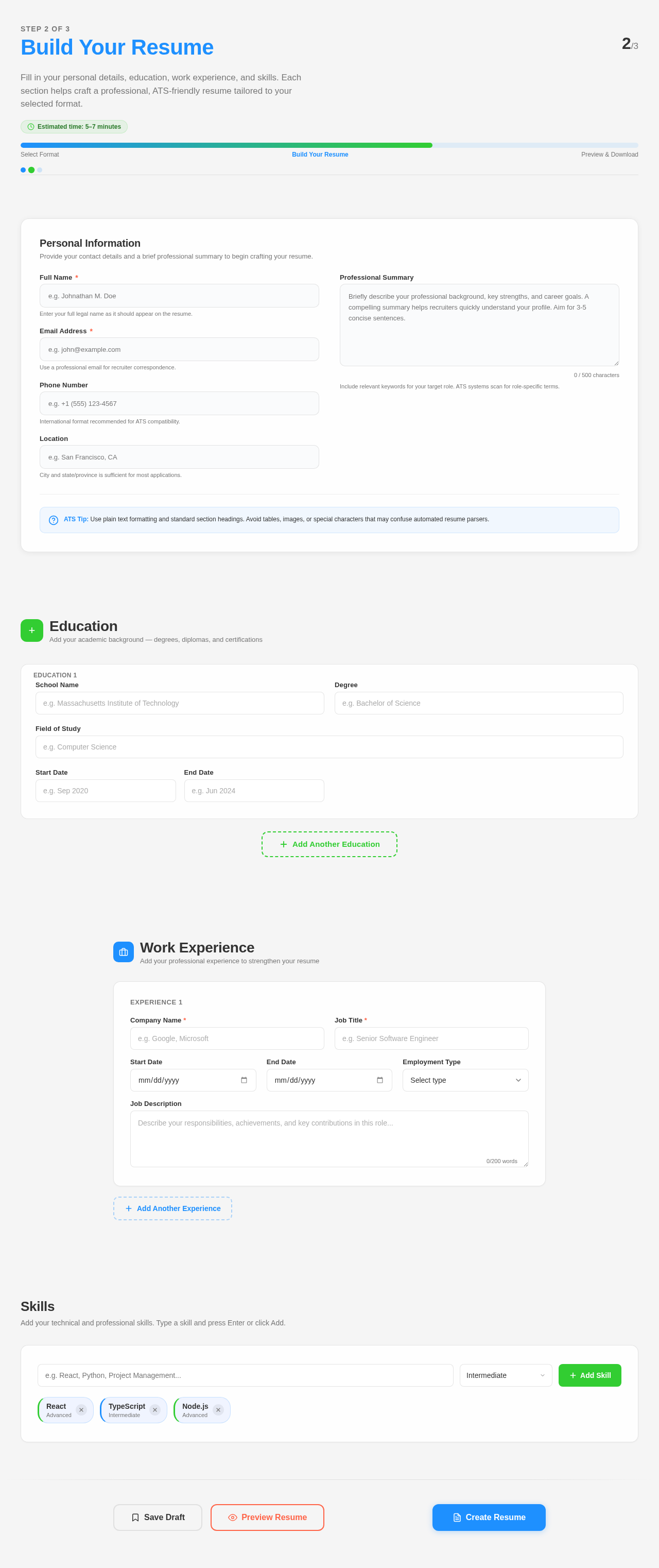 ResumeForm design preview