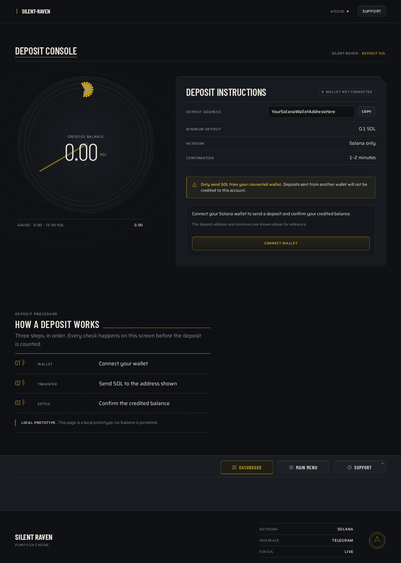 DEPOSIT SOL design preview