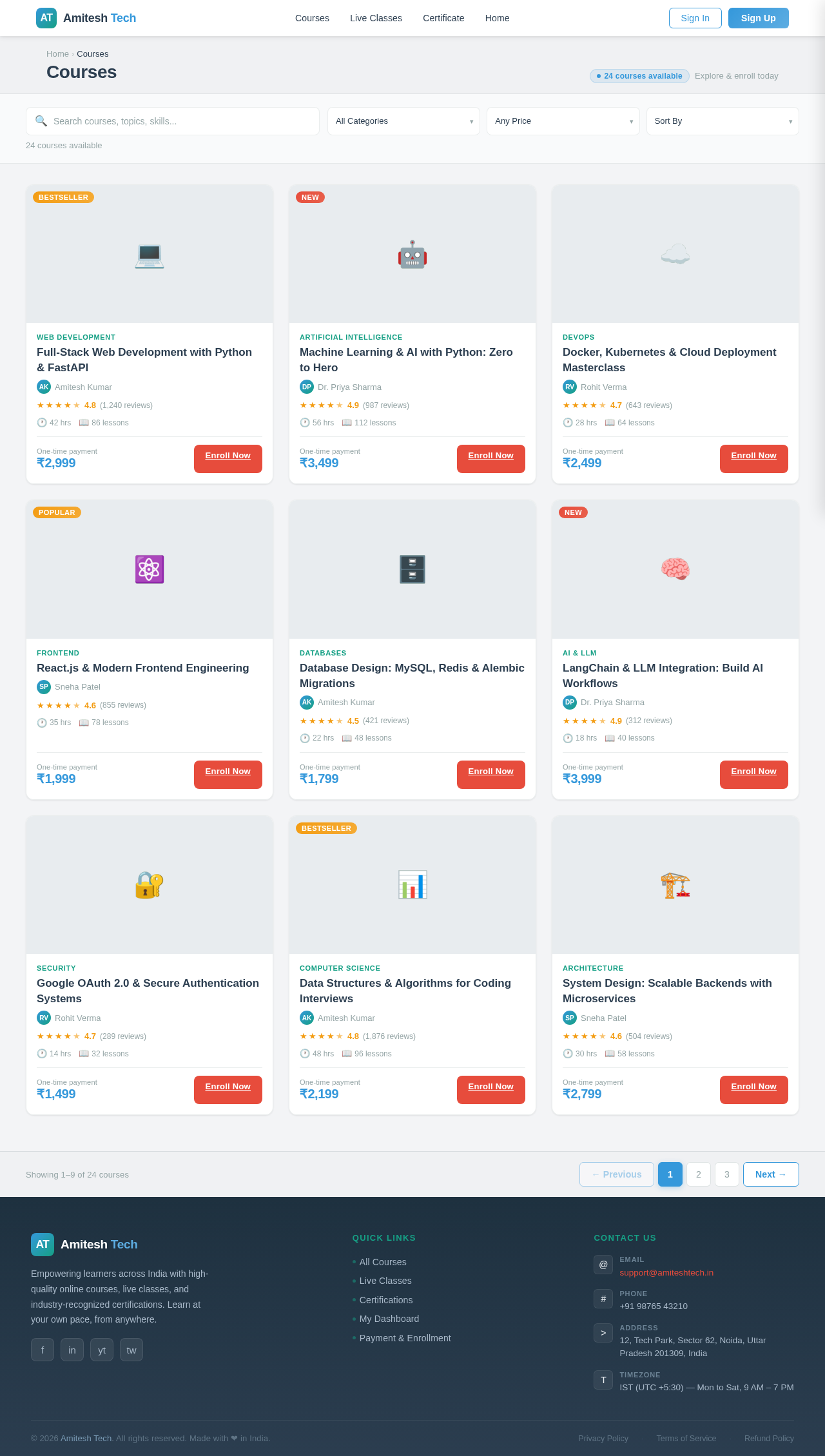Courses design preview