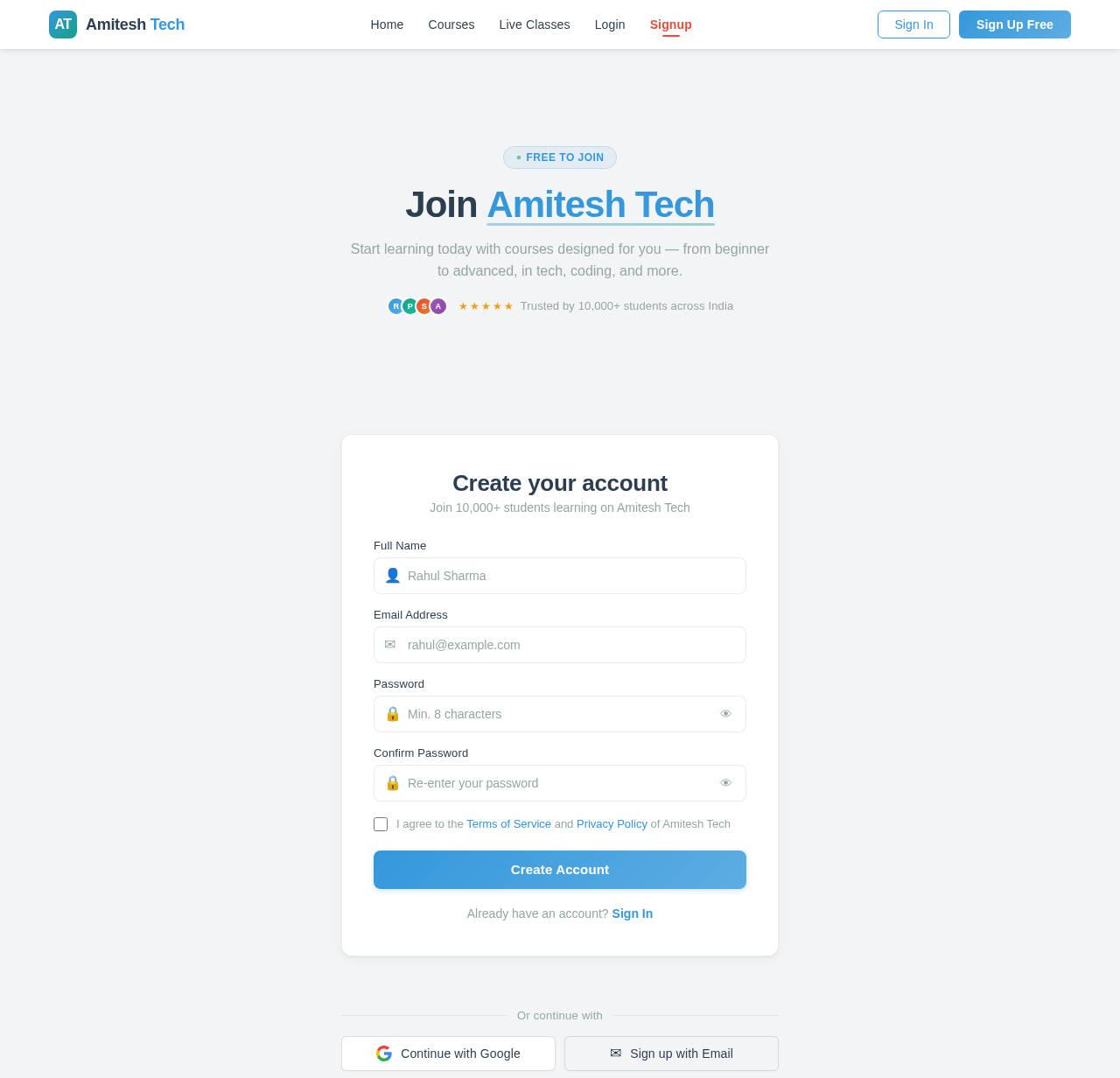 Signup design preview