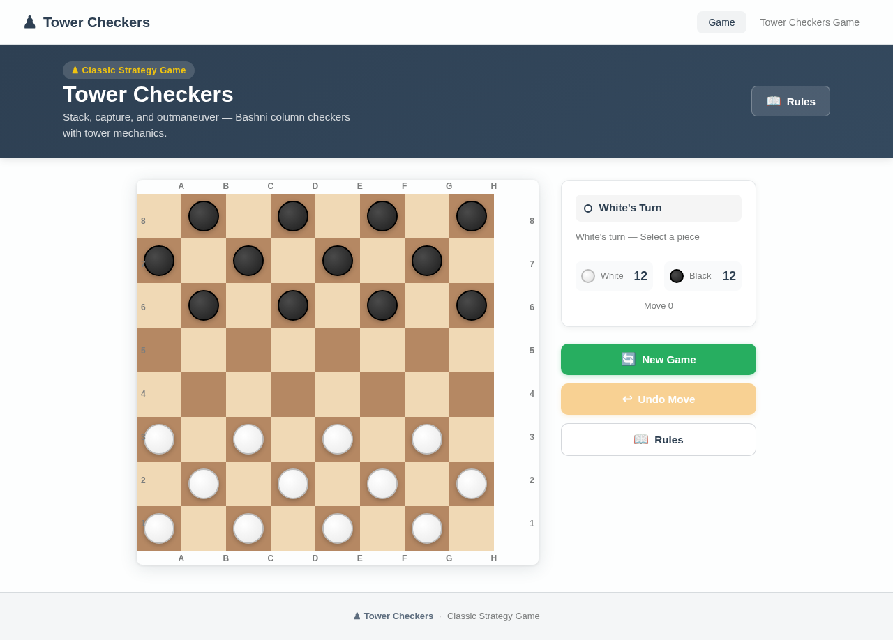 Tower Checkers Game design preview