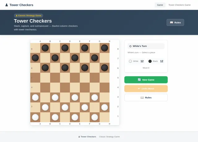 Tower Checkers Game