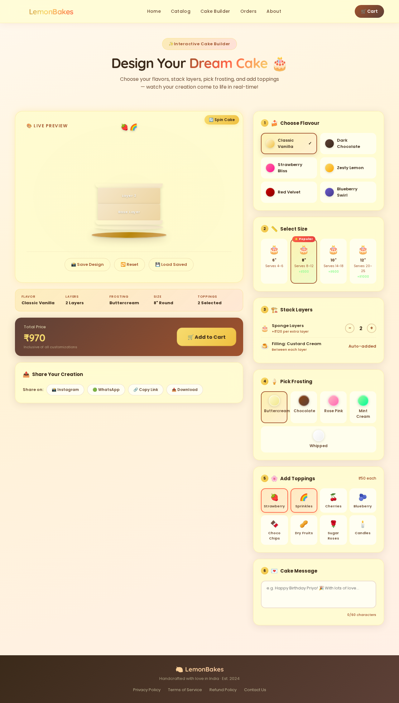 Cake Builder design preview
