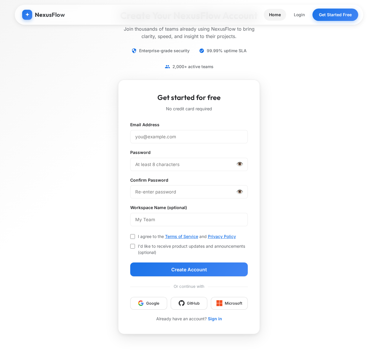 Signup design preview