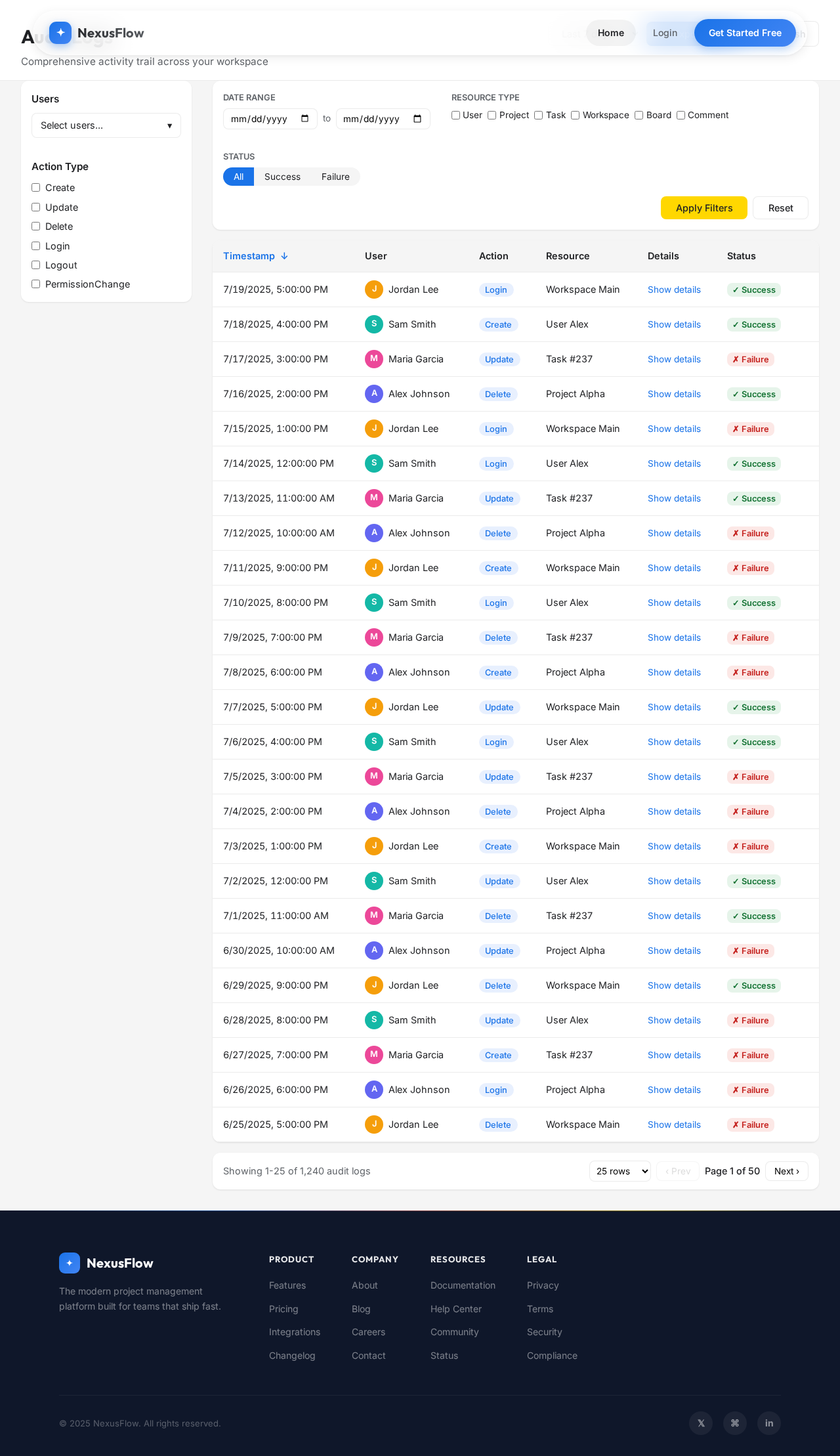 Audit Logs design preview