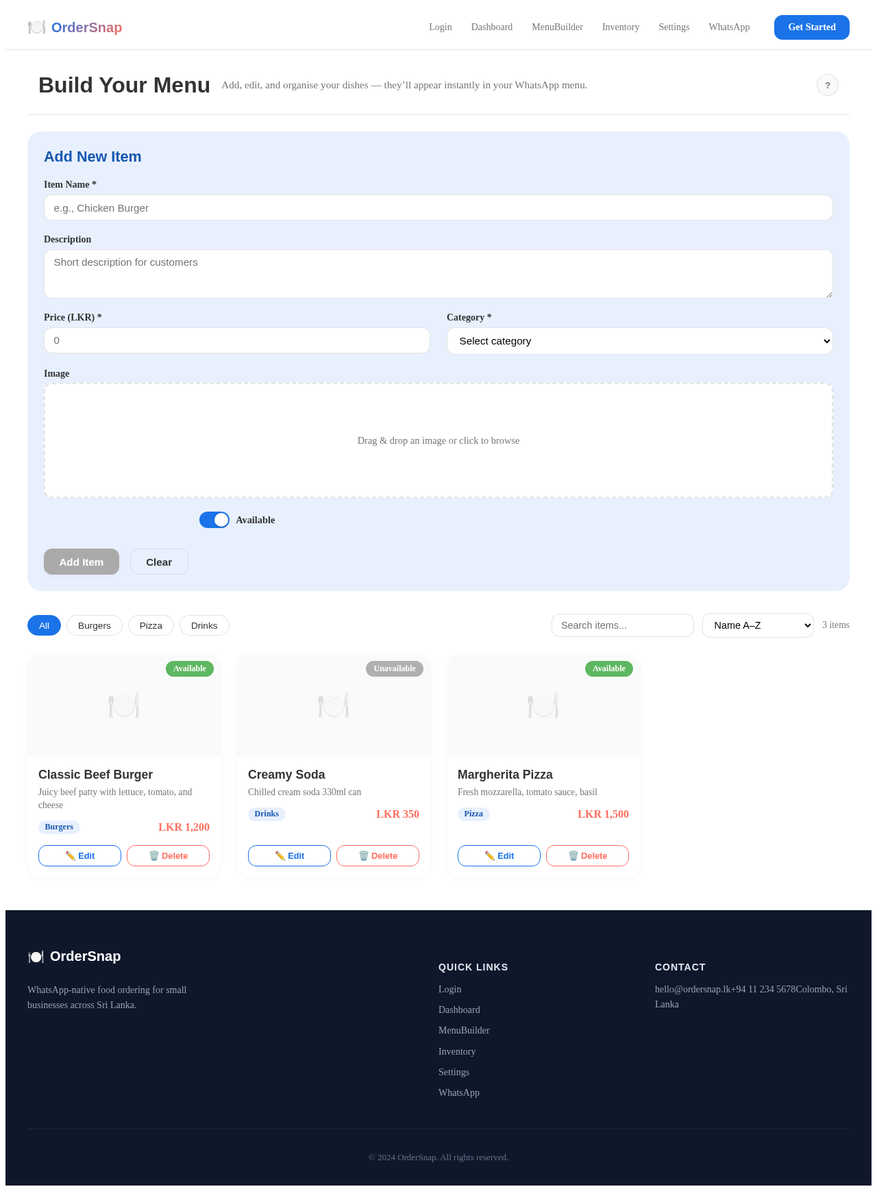 MenuBuilder design preview