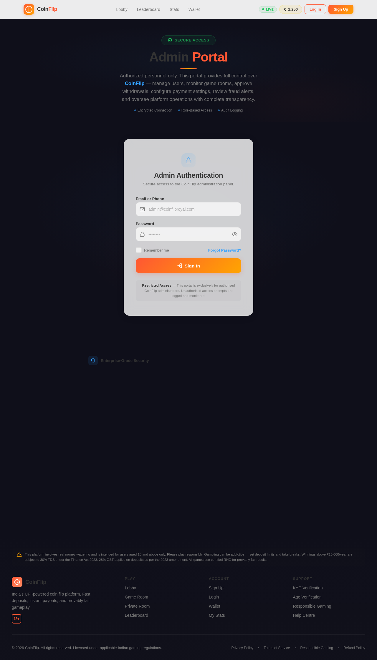 AdminLogin design preview
