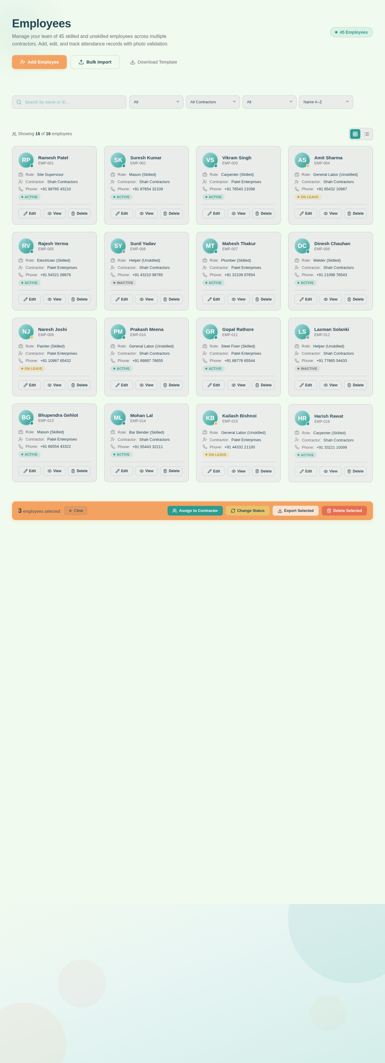 Employees design preview