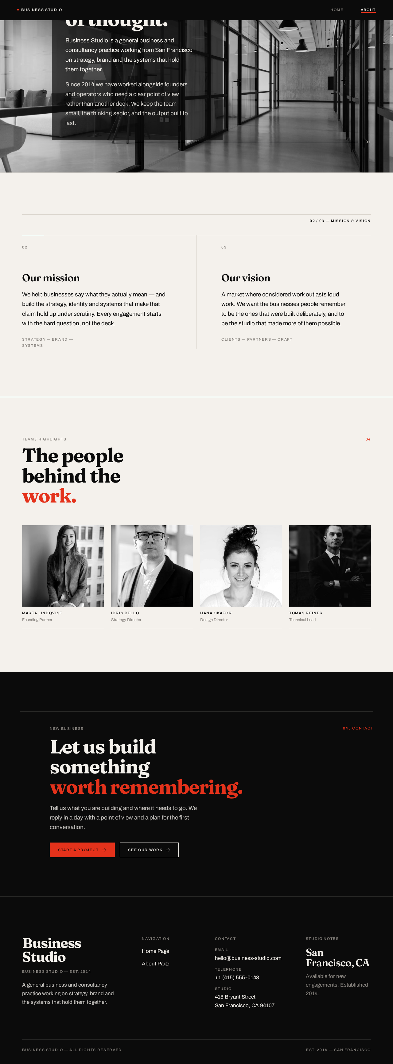 About Page design preview