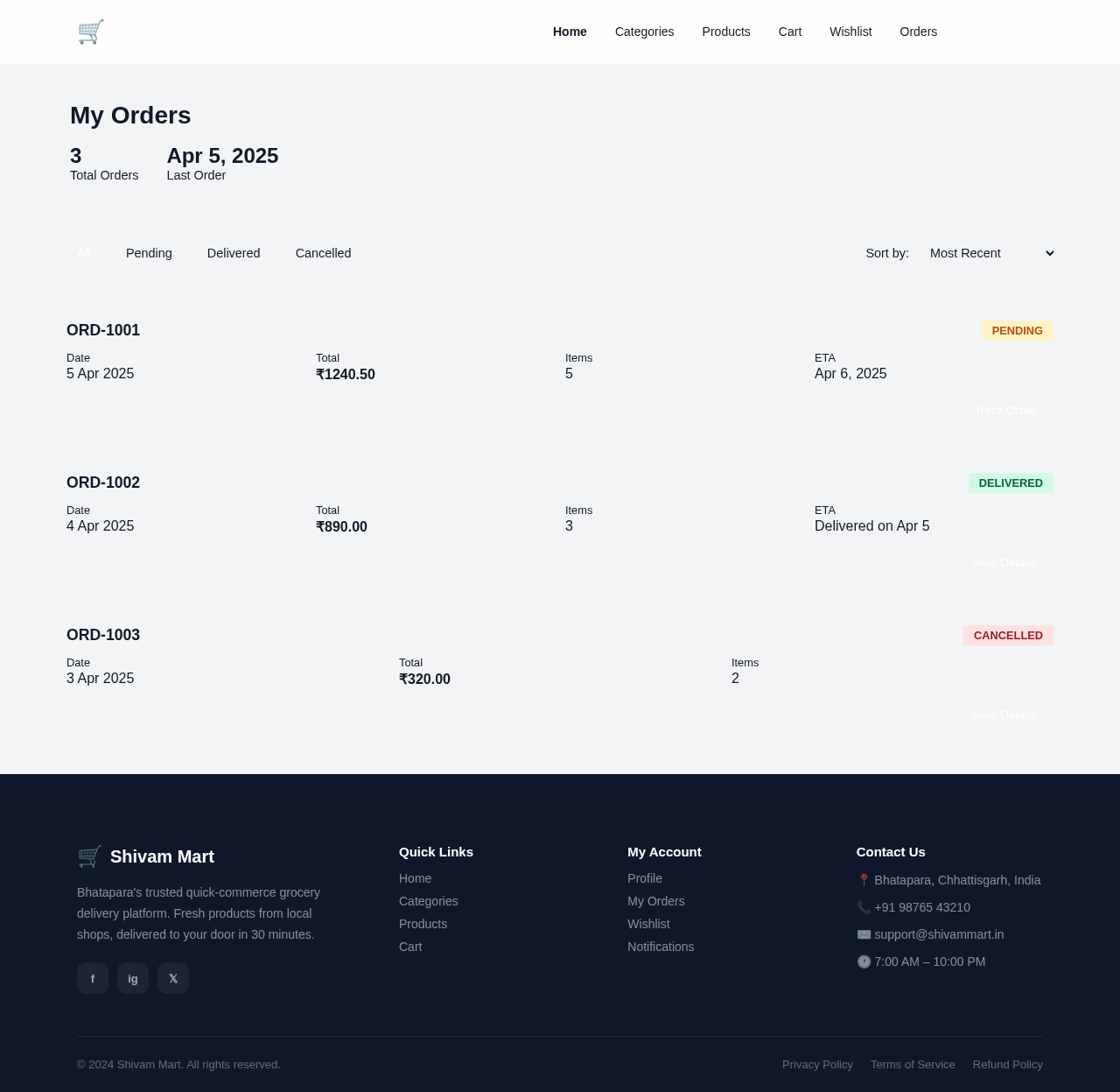 Orders design preview