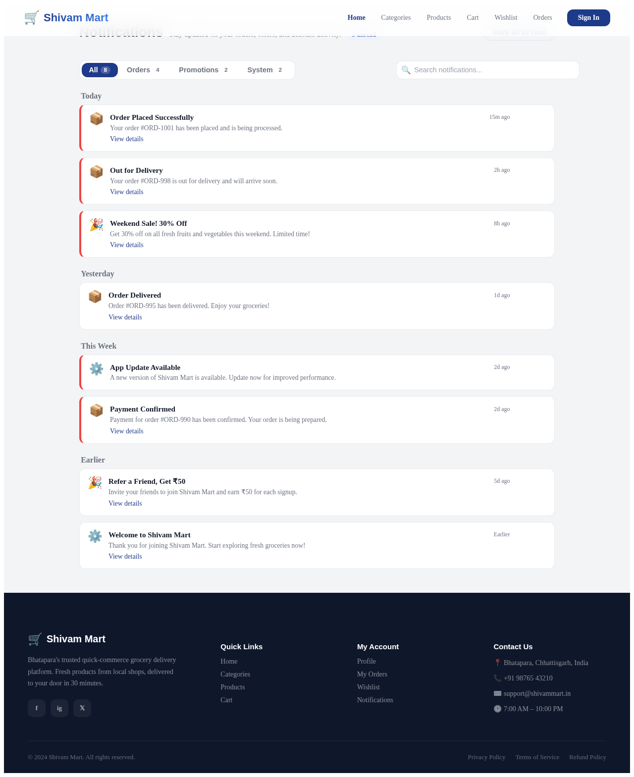 Notifications design preview