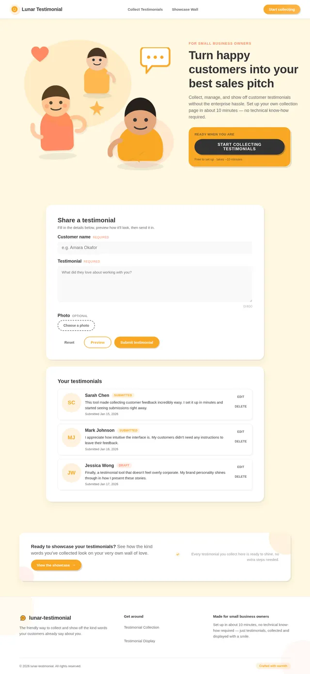 Testimonial Collection Page