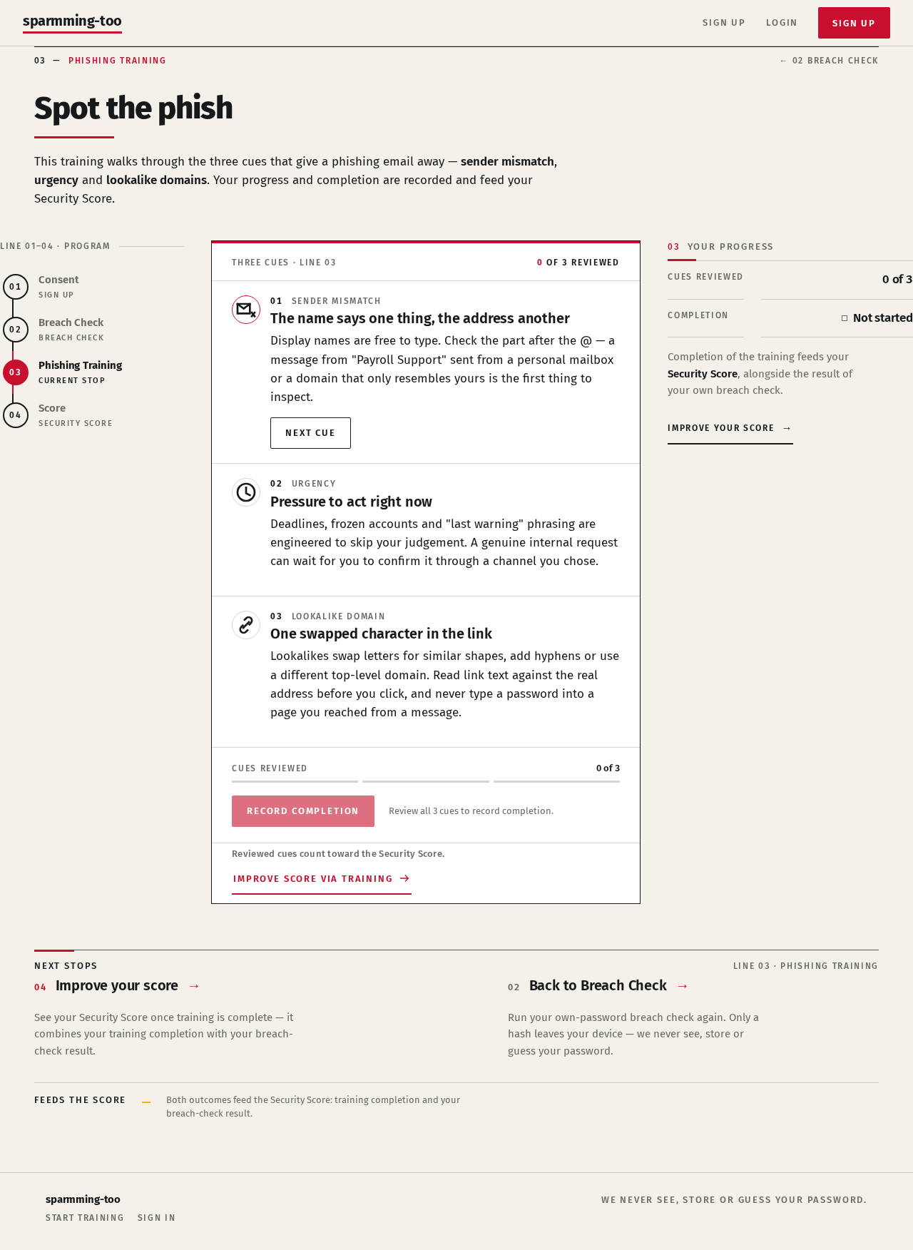 Phishing Training design preview
