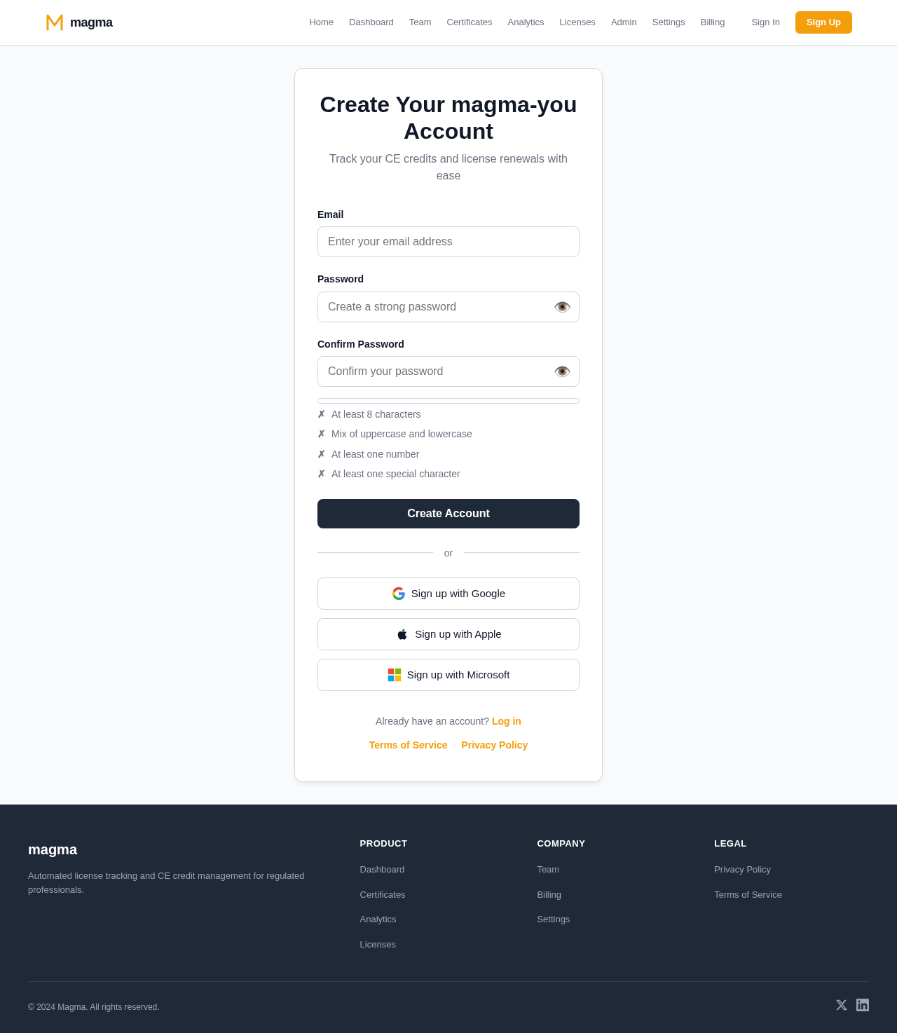 Signup design preview