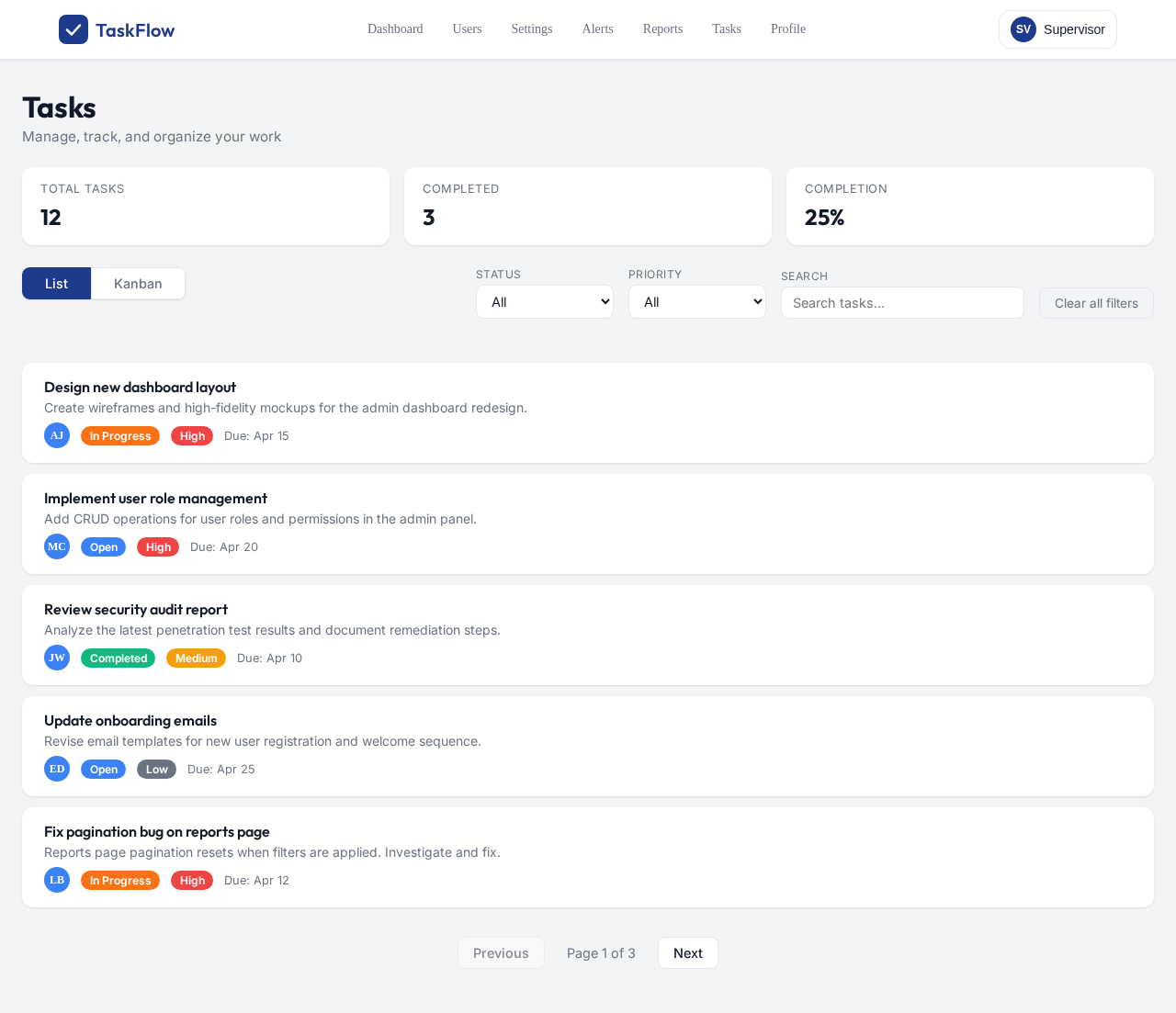Tasks design preview