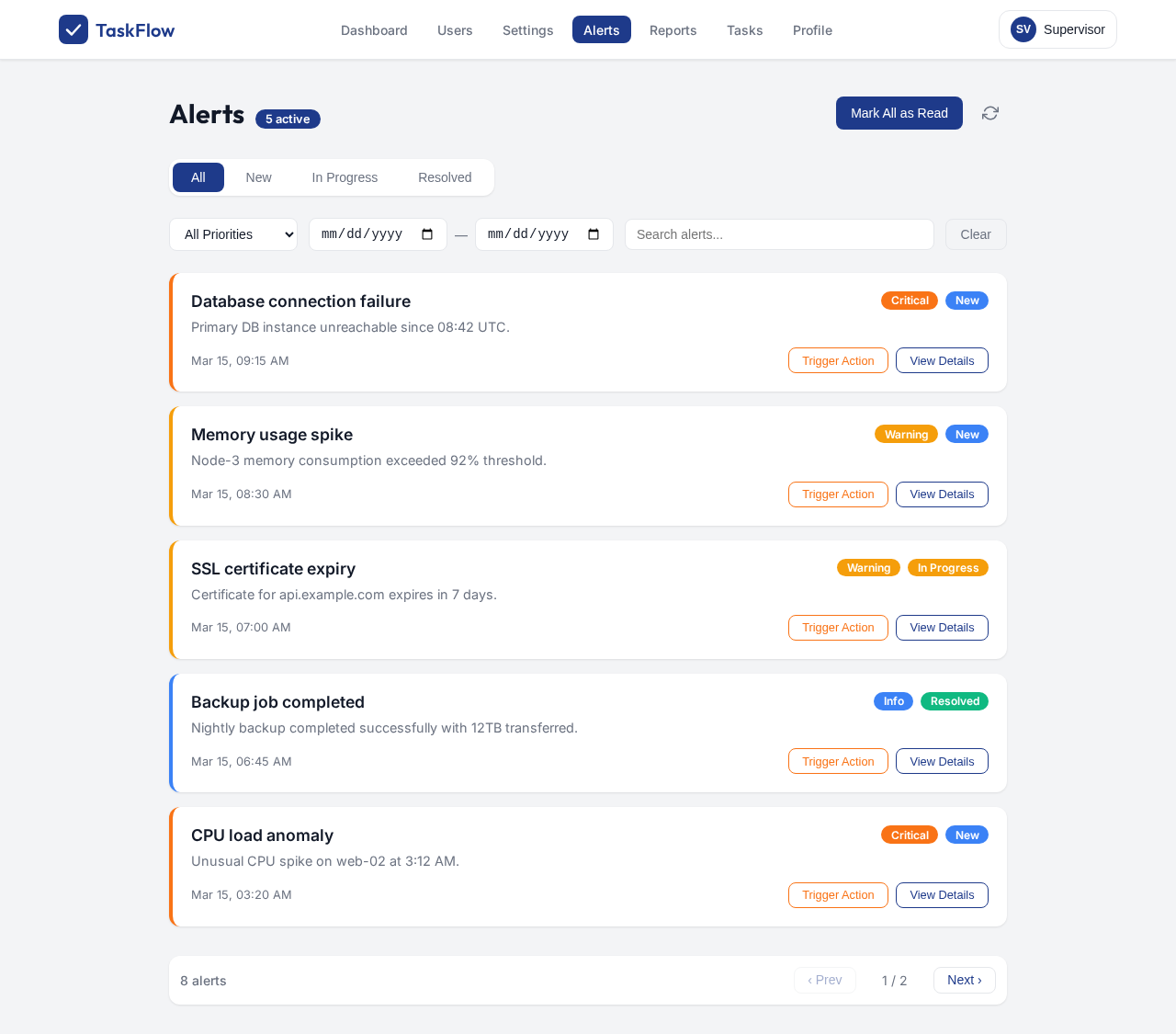 Alerts design preview