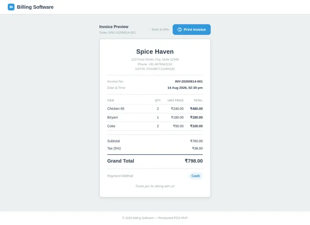 Invoice Generation
