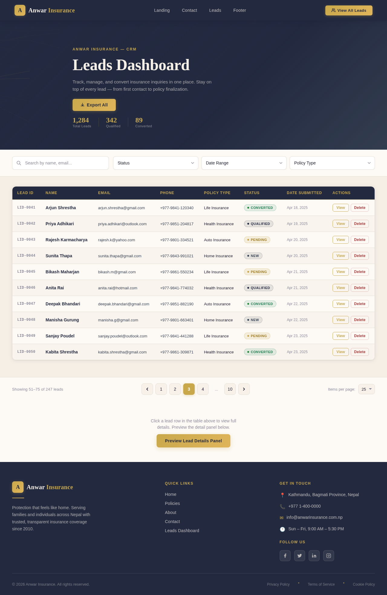 Leads design preview