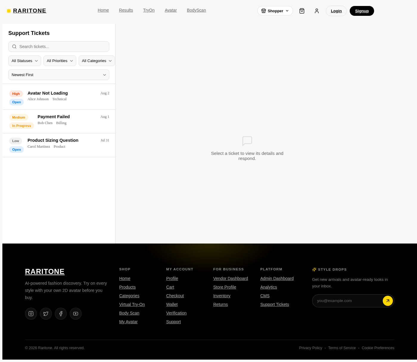 SupportTickets design preview