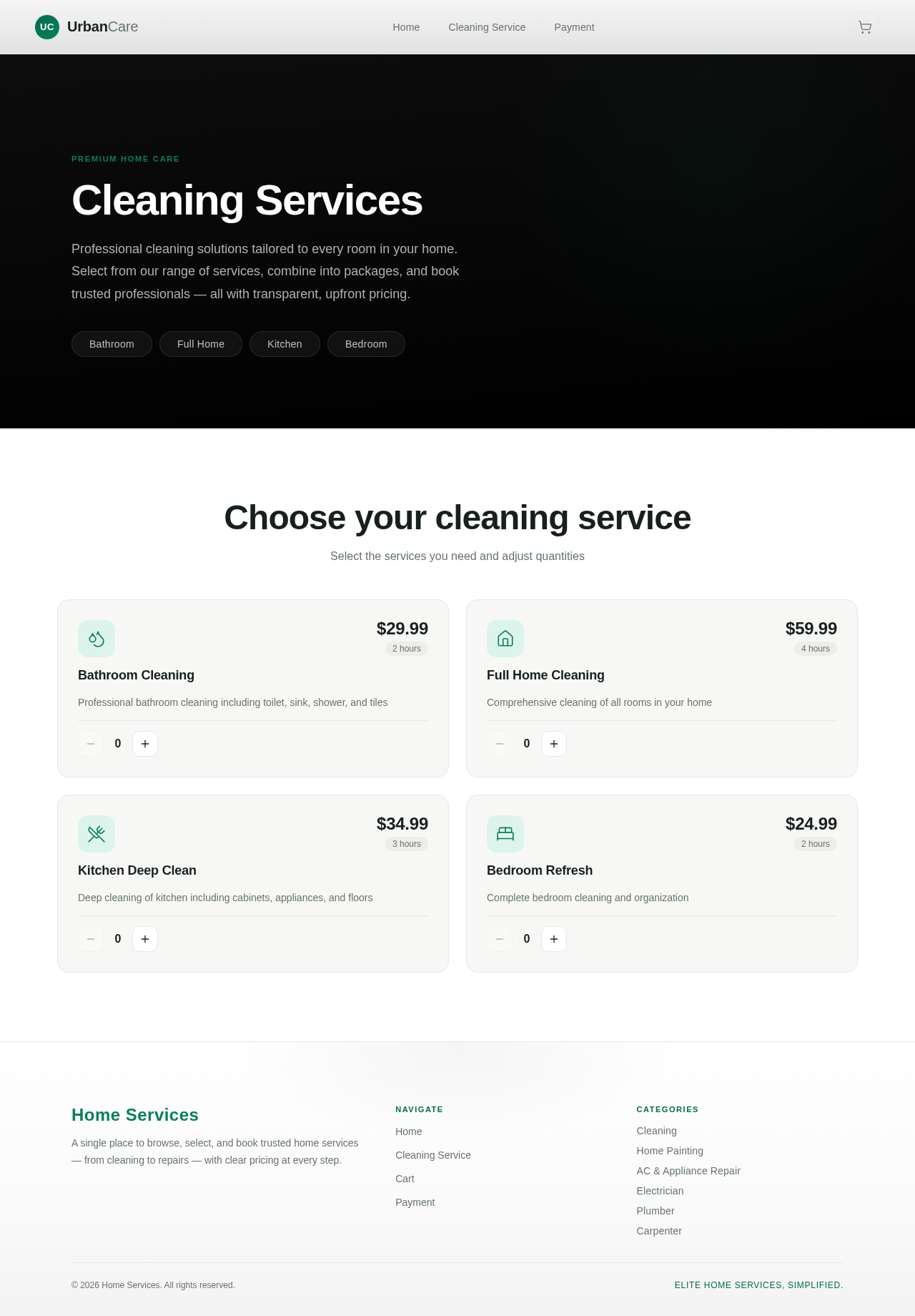 Cleaning Service Page design preview