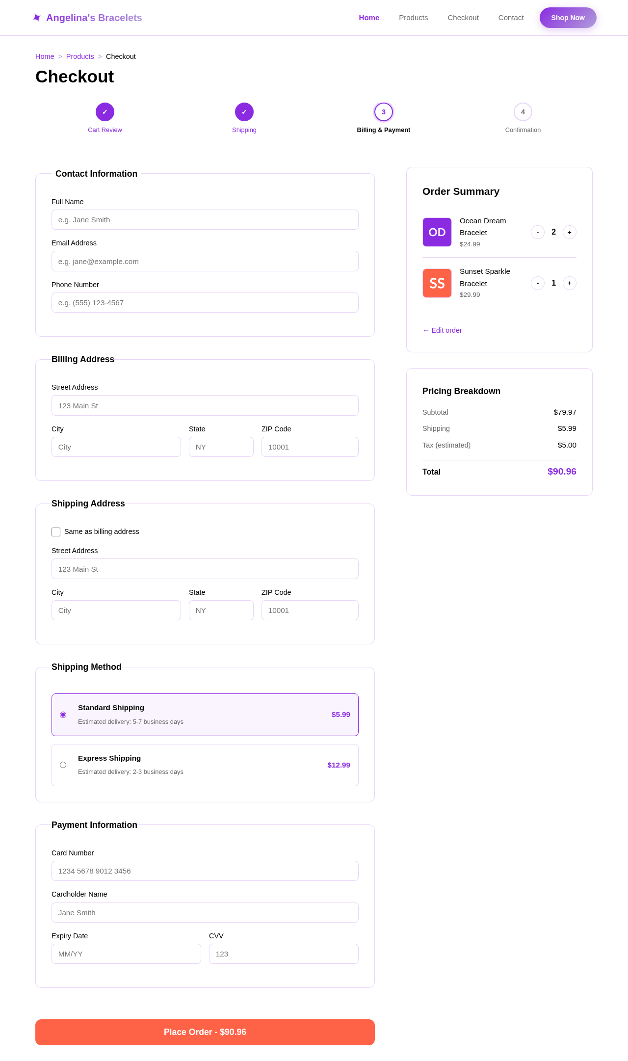 Checkout design preview