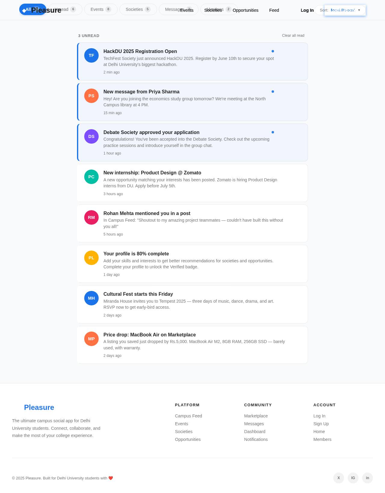 Notifications design preview