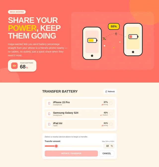 Battery Transfer Page