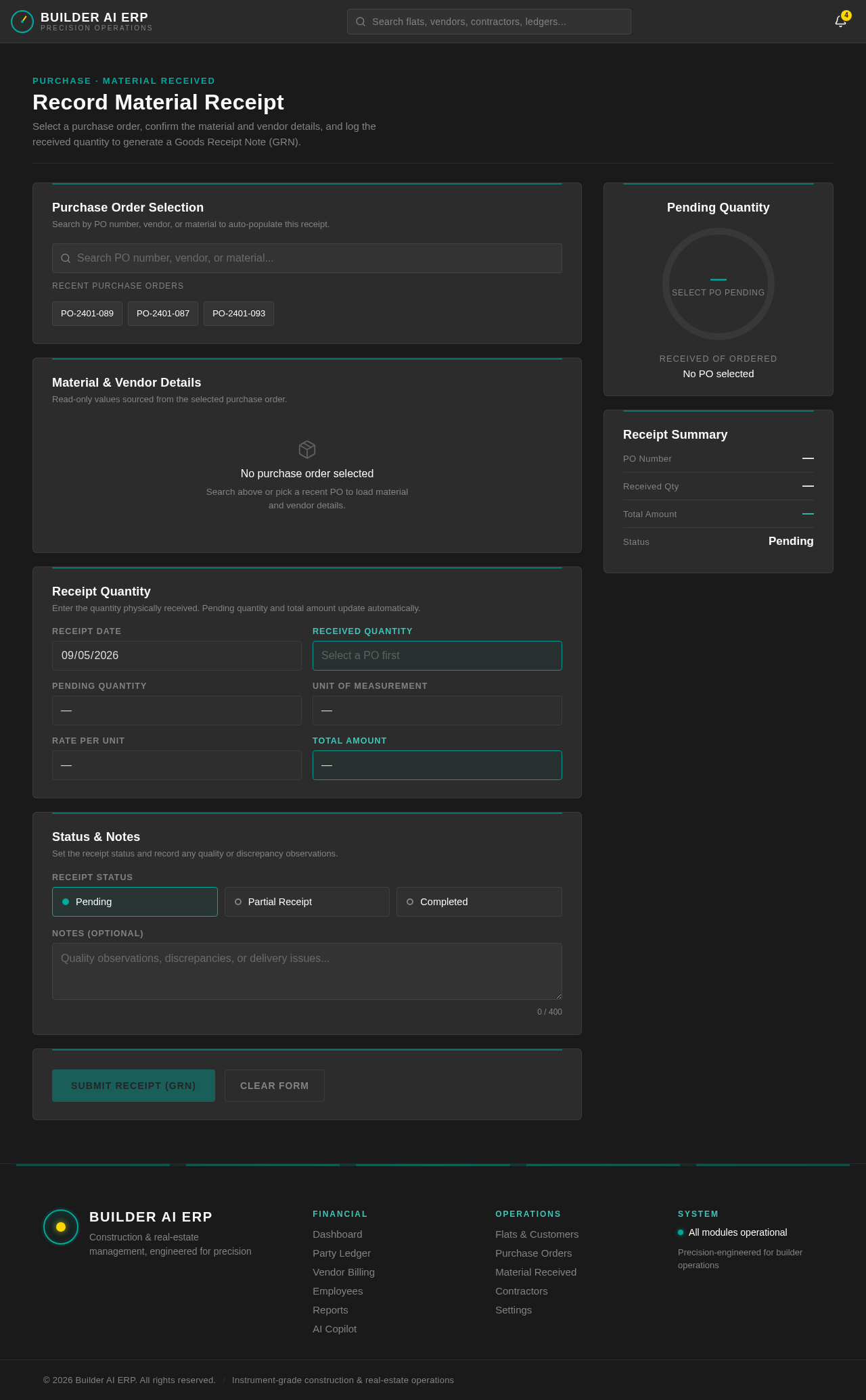 Material Received design preview