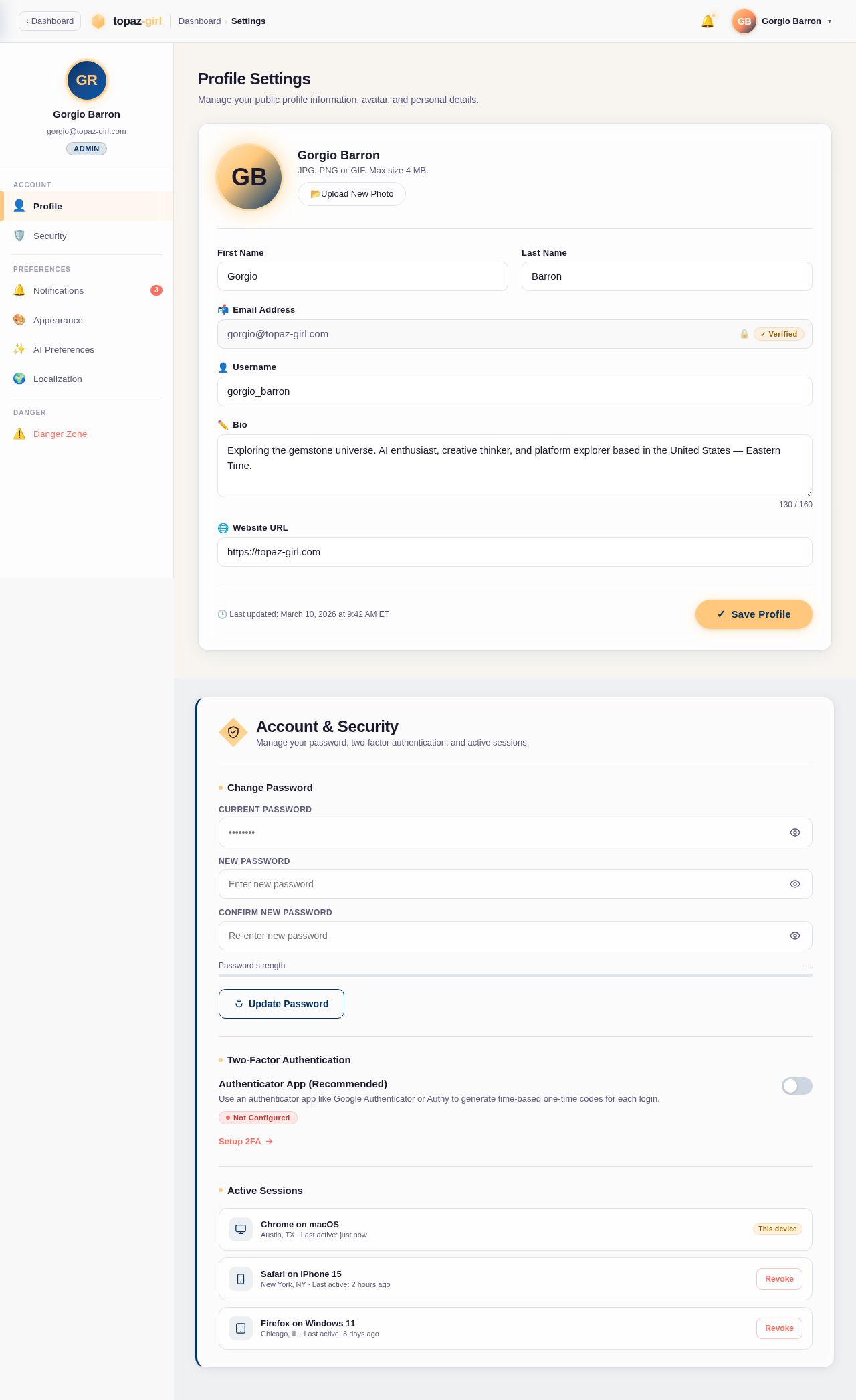 Settings design preview